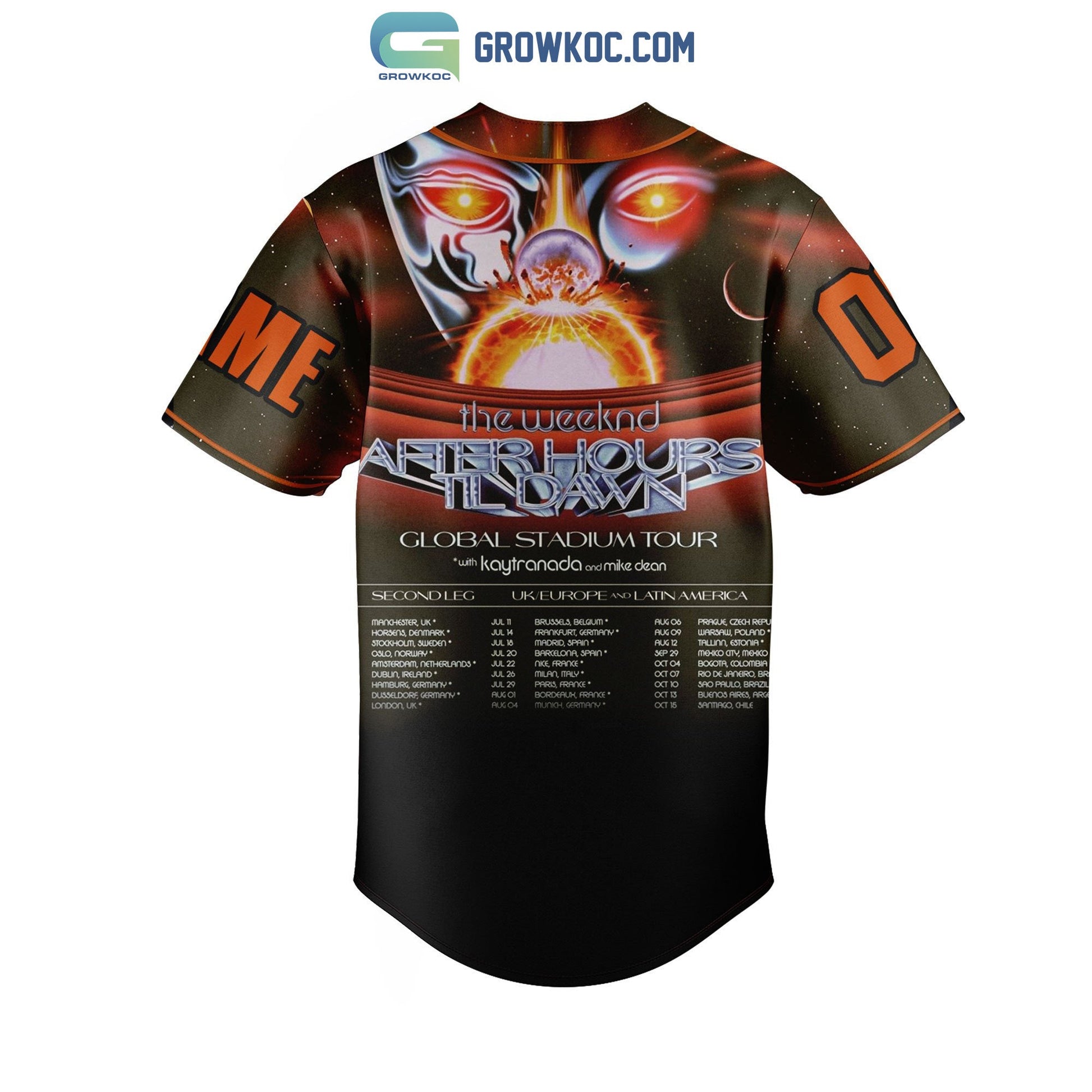 The Weeknd After Hours Til Dawn Tour Personalized Baseball Jersey baseball jersey product view 3