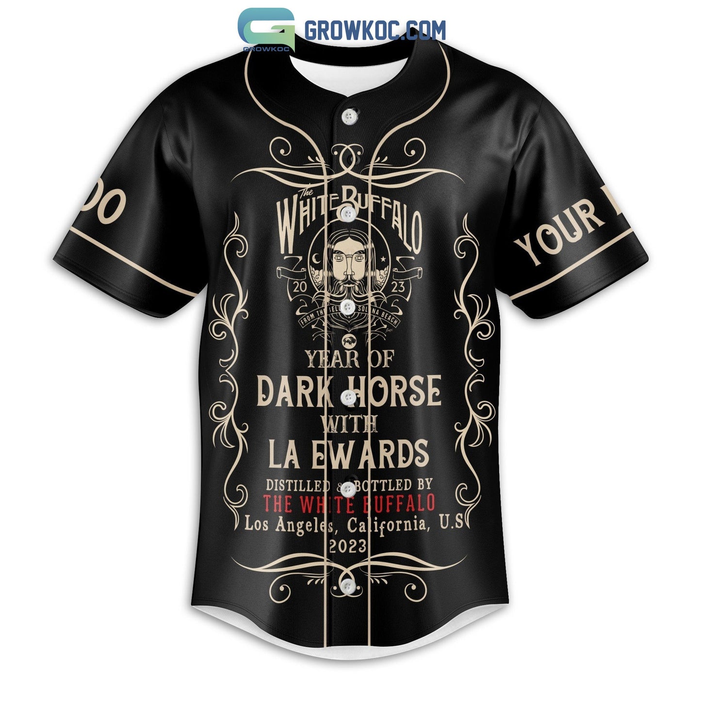 The White Buffalo Year Of Dark Horse With La Ewards Personalized Baseball Jersey baseball jersey product view 2