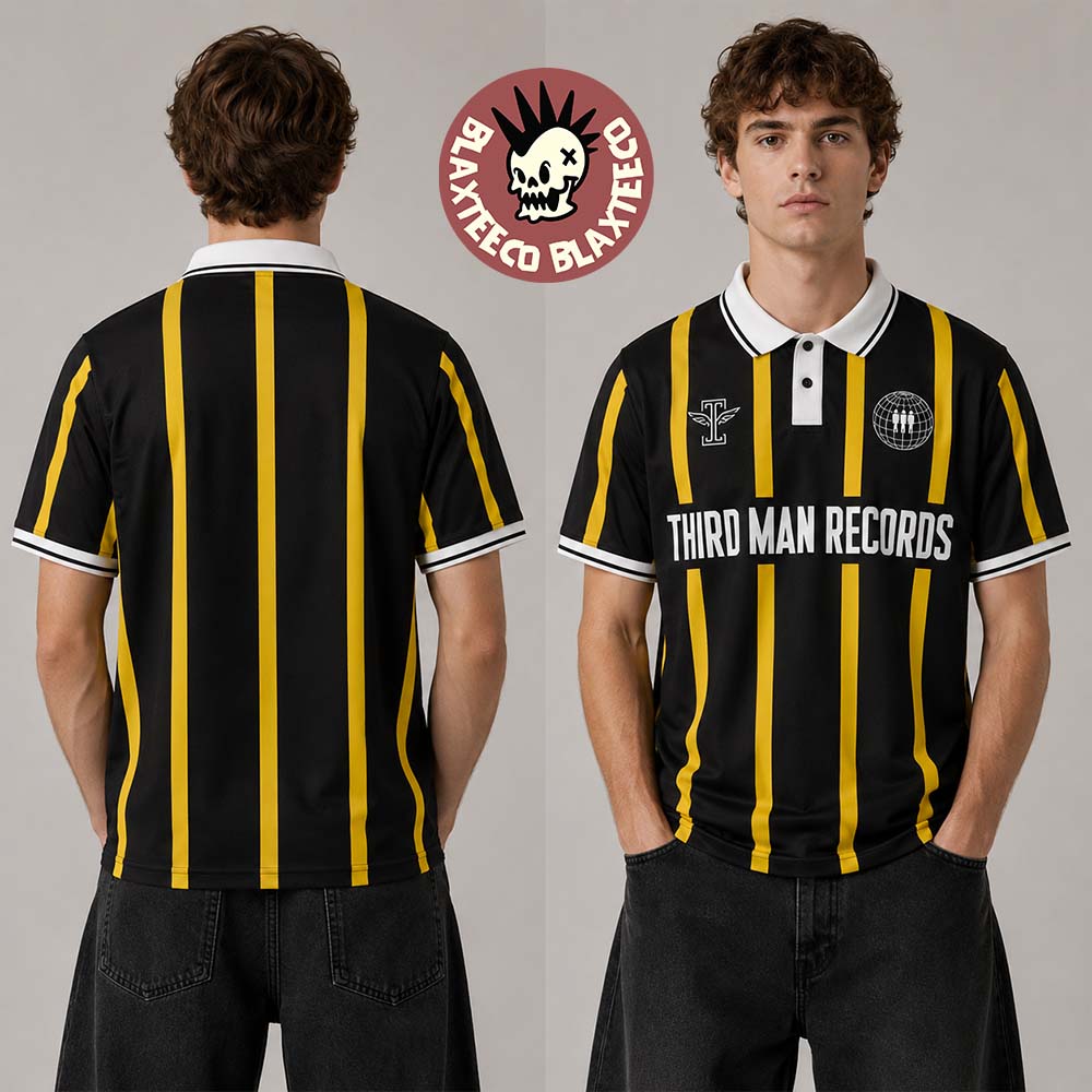 The White Stripes X Third Man Records Seven Nation Army FC 2026 Black And Yellow Company Football Jersey Kit football jersey product view 1
