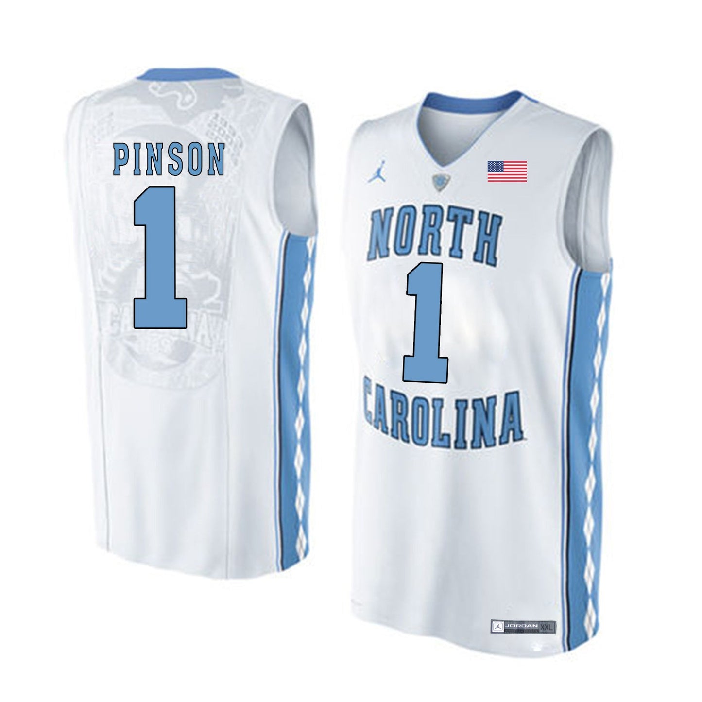 Theo Pinson 1 White College Football Jersey football jersey product view 1