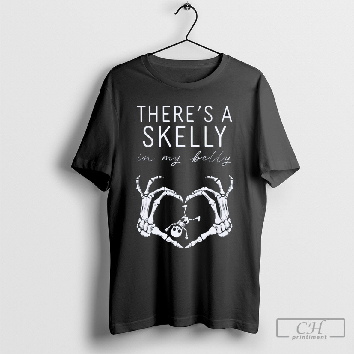 Theres A Skelly In My Belly Shirts Unisex T-shirt, Sweatshirt, Hoodie, Long Sleeve Tee - T-Shirt, Sweatshirt, Hoodie