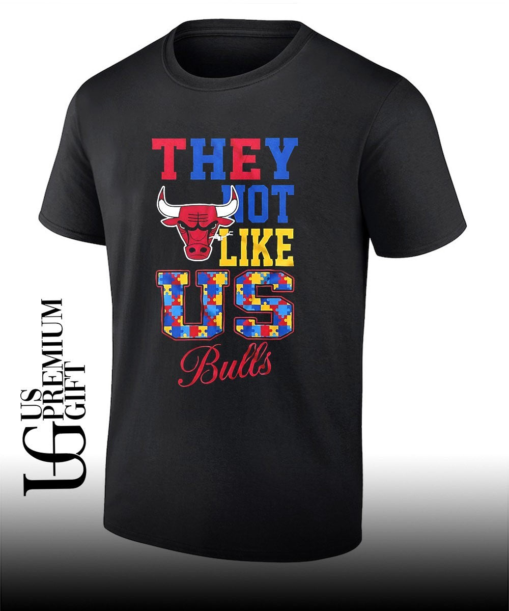 They Not Like Us Autism Awareness Chicago Bulls logo shirt Unisex T-shirt, Sweatshirt, Hoodie, Long Sleeve Tee - T-Shirt, Sweatshirt, Hoodie