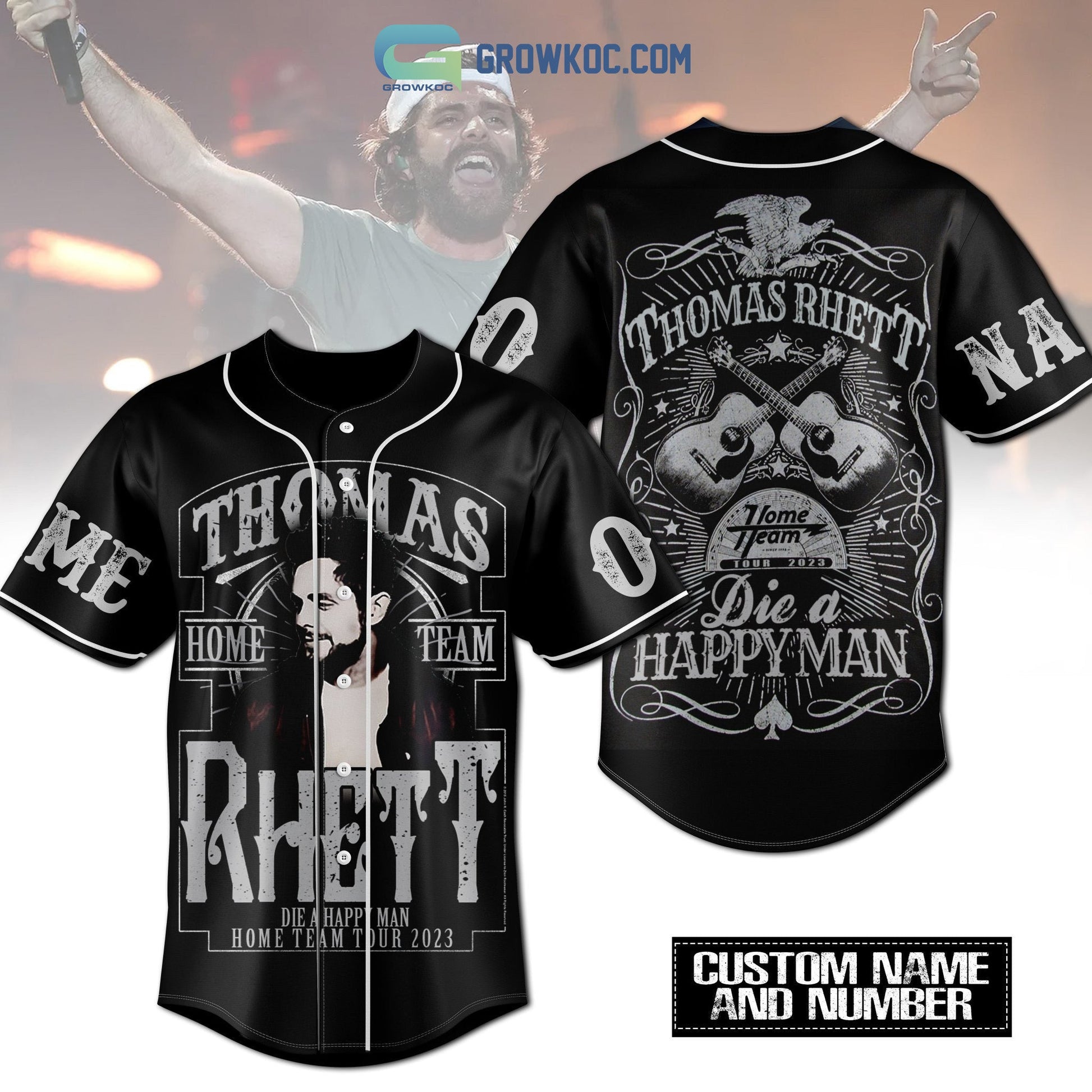Thomas Rhett Die A Happy Man Home Team Tour 2023 Personalized Baseball Jersey baseball jersey product view 1