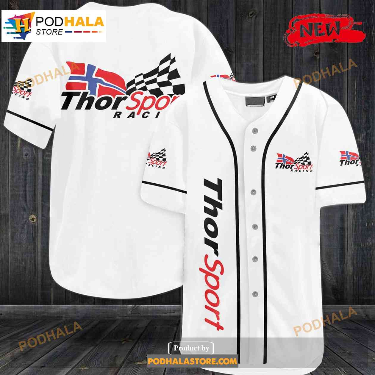 Thor Sport Racing Baseball Jersey baseball jersey product view 1