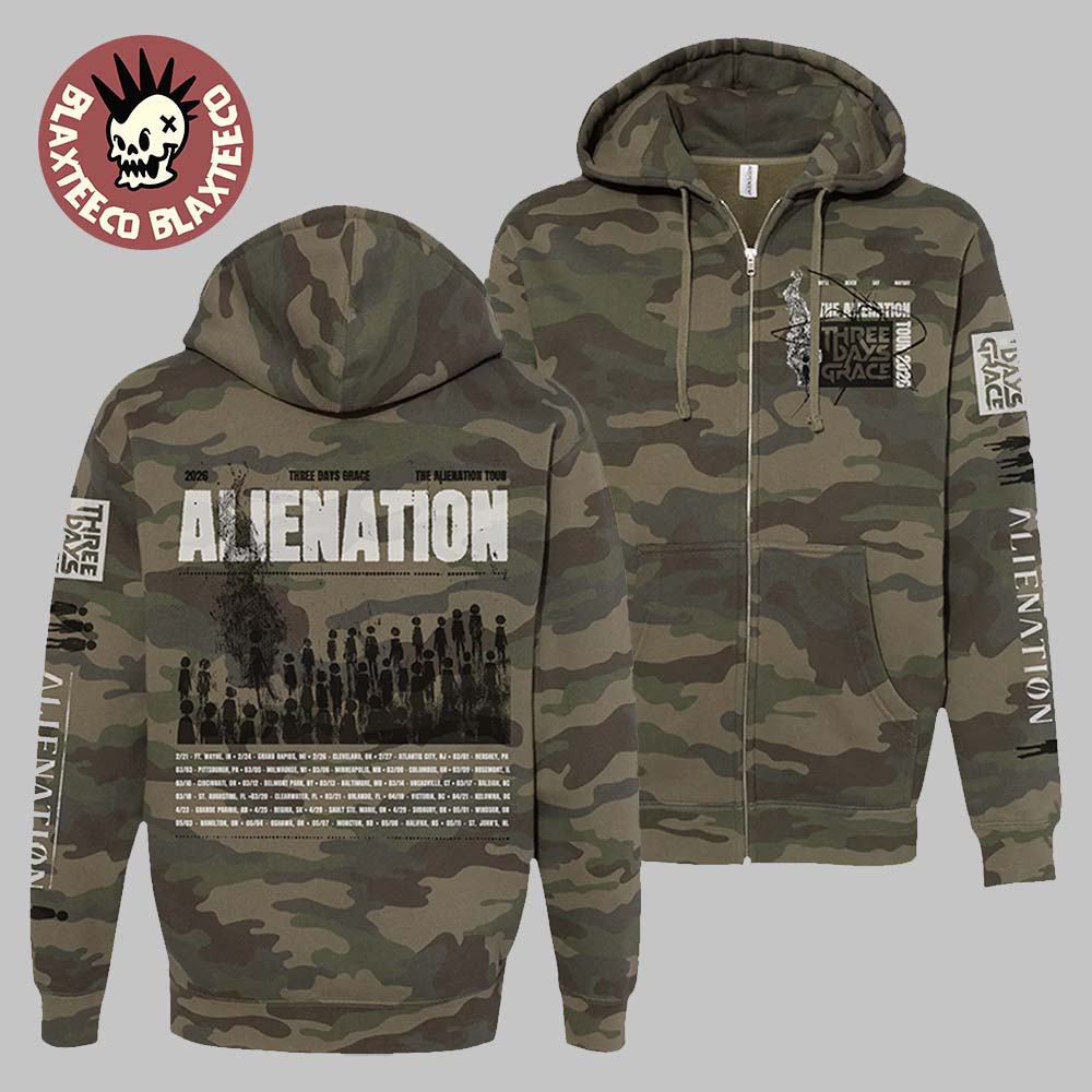 Three Days Grace Alienation 2026 Tour North America Merch Camo Hoodie Unisex T-shirt, Sweatshirt, Hoodie, Long Sleeve Tee - T-Shirt, Sweatshirt, Hoodie