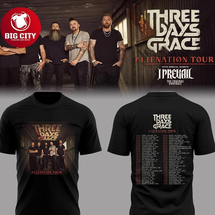 Three Days Grace Alienation 2026 Tour The Schedule Two Sided Shirt Unisex T-shirt, Sweatshirt, Hoodie, Long Sleeve Tee - T-Shirt, Sweatshirt, Hoodie