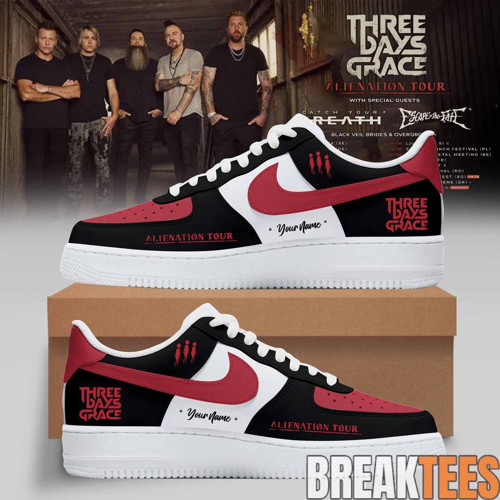 Three Days Grace Alienation Tour 2026 Custom Air Force 1 Sneaker Unisex T-shirt, Sweatshirt, Hoodie, Long Sleeve Tee - T-Shirt, Sweatshirt, Hoodie