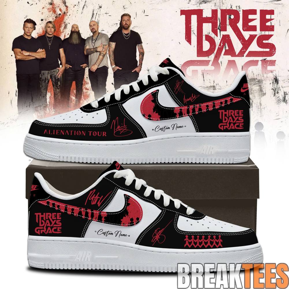 Three Days Grace Alienation Tour 2026 Custom Air Force 1 Shoes Unisex T-shirt, Sweatshirt, Hoodie, Long Sleeve Tee - T-Shirt, Sweatshirt, Hoodie