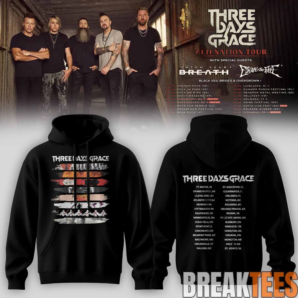 Three Days Grace Alienation Tour 2026 Special Hoodie Unisex T-shirt, Sweatshirt, Hoodie, Long Sleeve Tee - T-Shirt, Sweatshirt, Hoodie