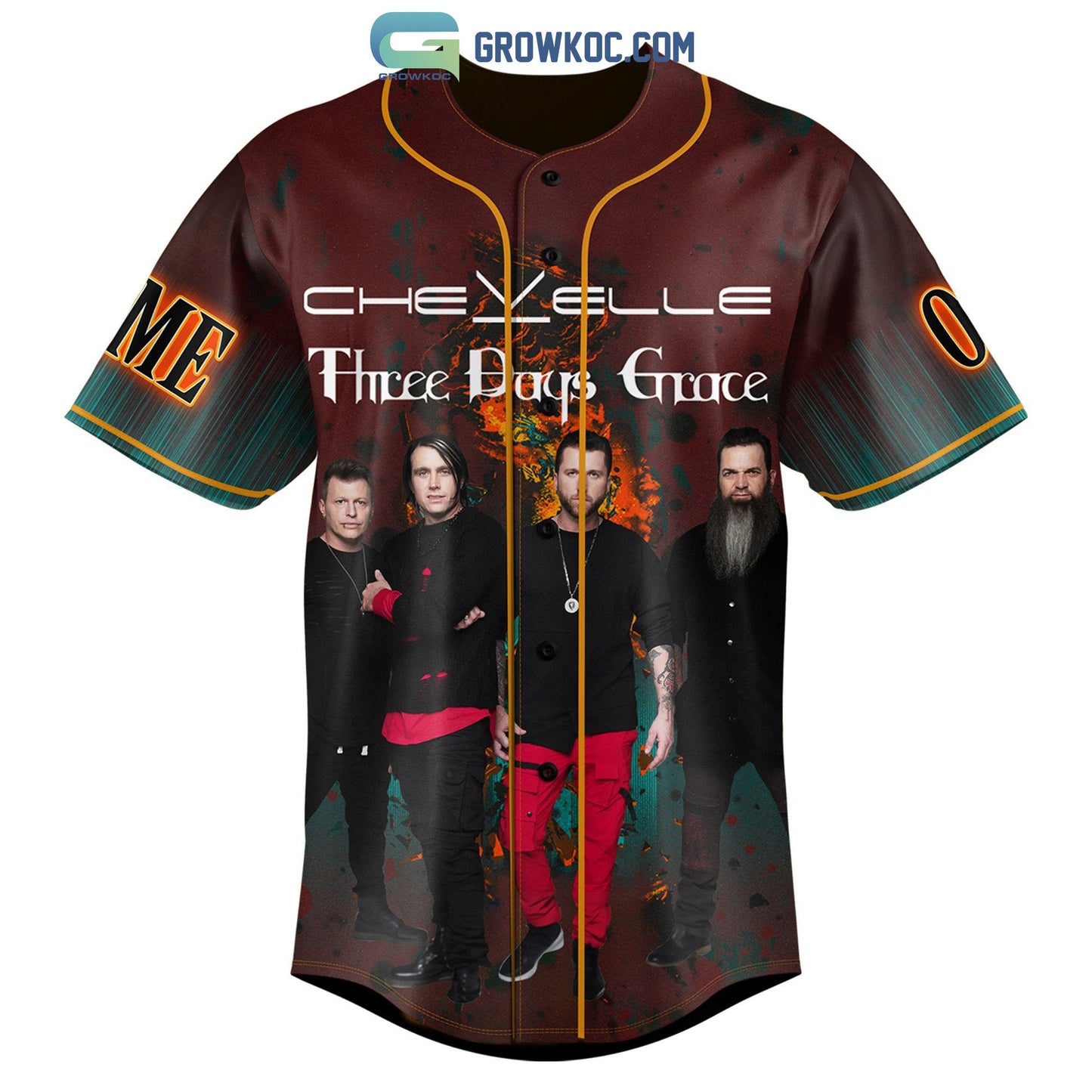 Three Days Grace Chevelle Personalized Baseball Jersey baseball jersey product view 1