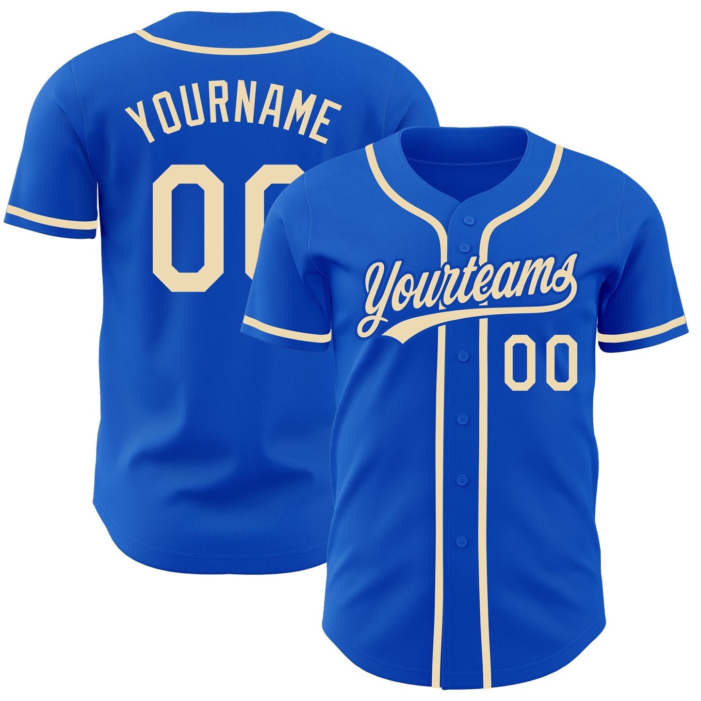 Custom Thunder Blue City Cream Authentic Baseball Jersey baseball jersey product view 1