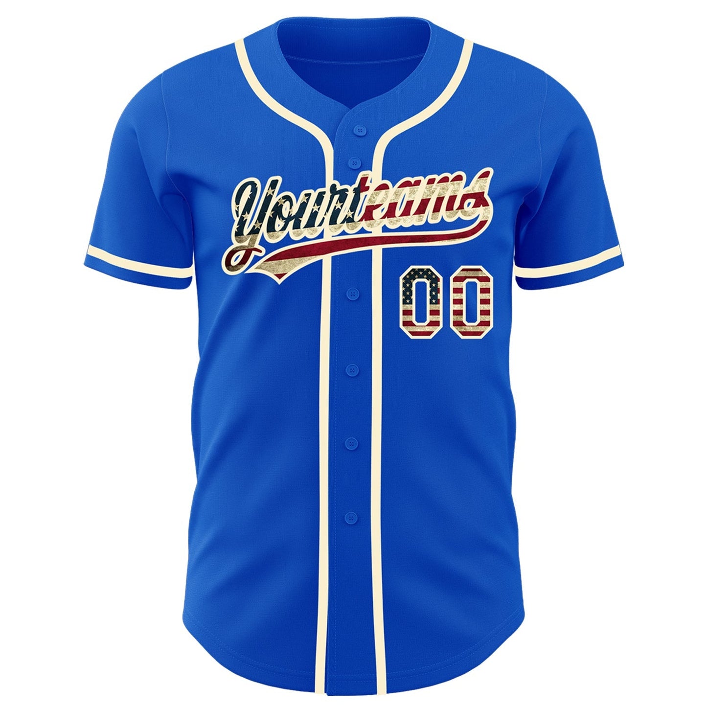 Custom Thunder Blue Vintage USA Flag-Cream Authentic Baseball Jersey baseball jersey product view 2