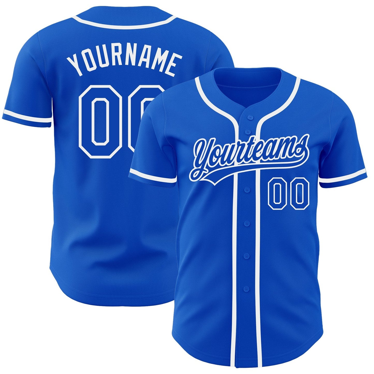 Custom Thunder Blue White Authentic Baseball Jersey baseball jersey product view 1