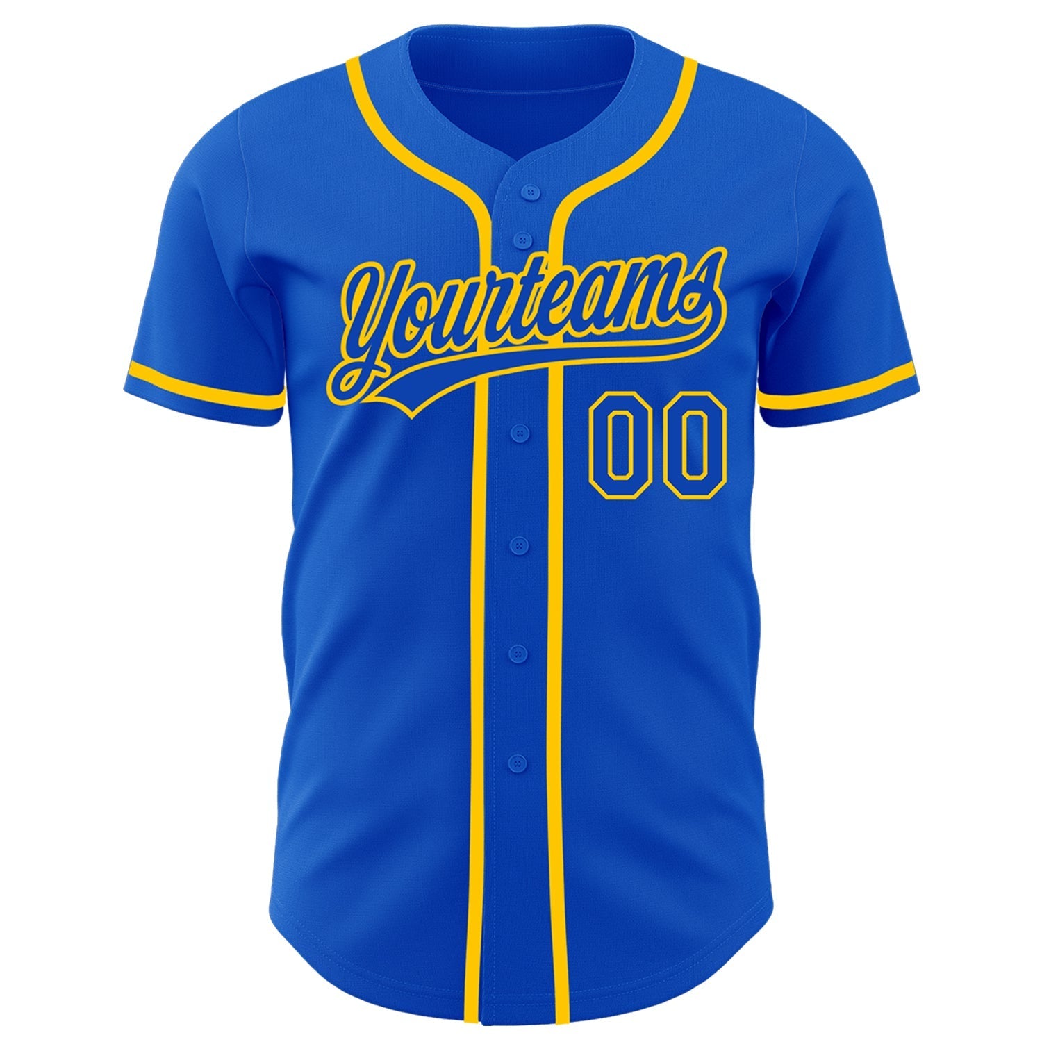 Custom Thunder Blue Yellow Authentic Baseball Jersey baseball jersey product view 2