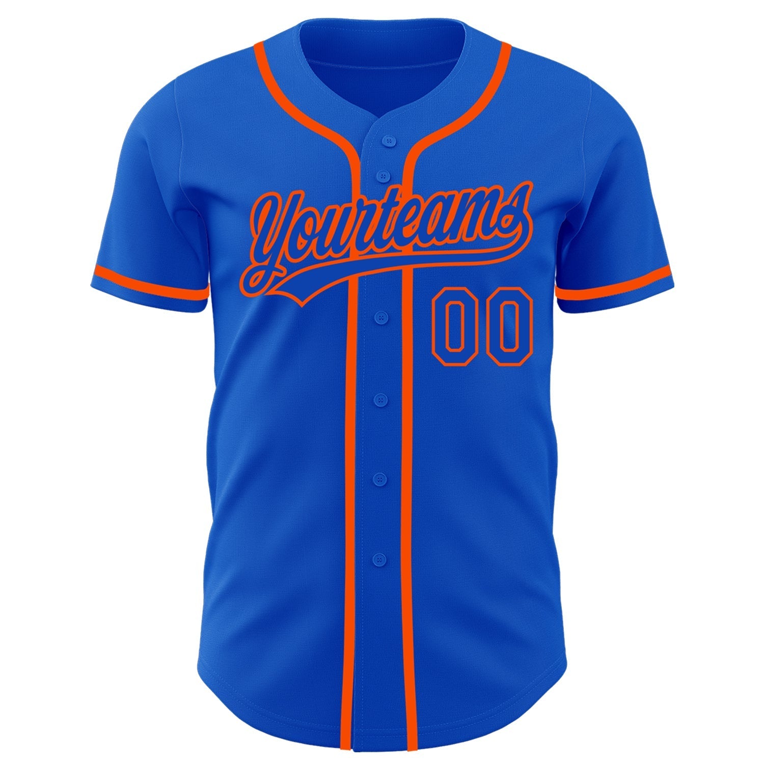 Custom Thunder Blue Orange Authentic Baseball Jersey baseball jersey product view 2