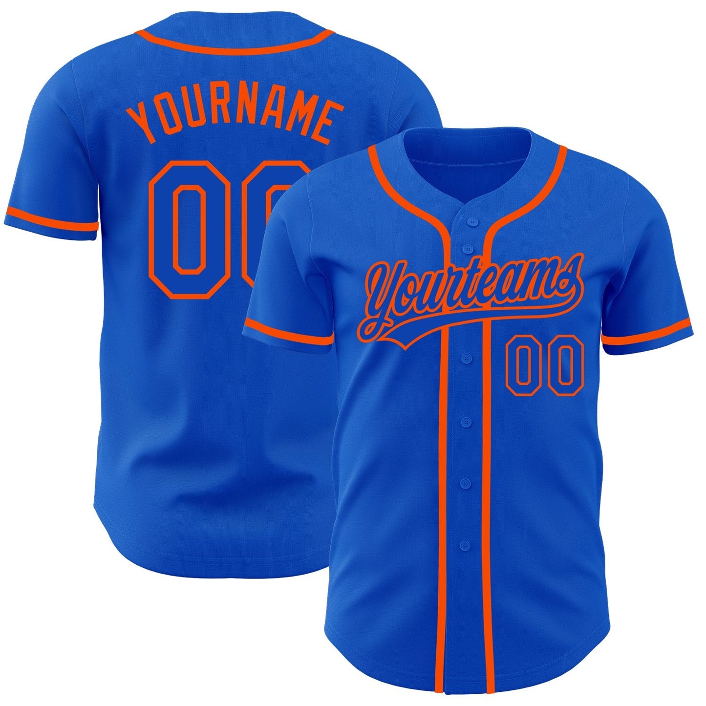 Custom Thunder Blue Orange Authentic Baseball Jersey baseball jersey product view 1