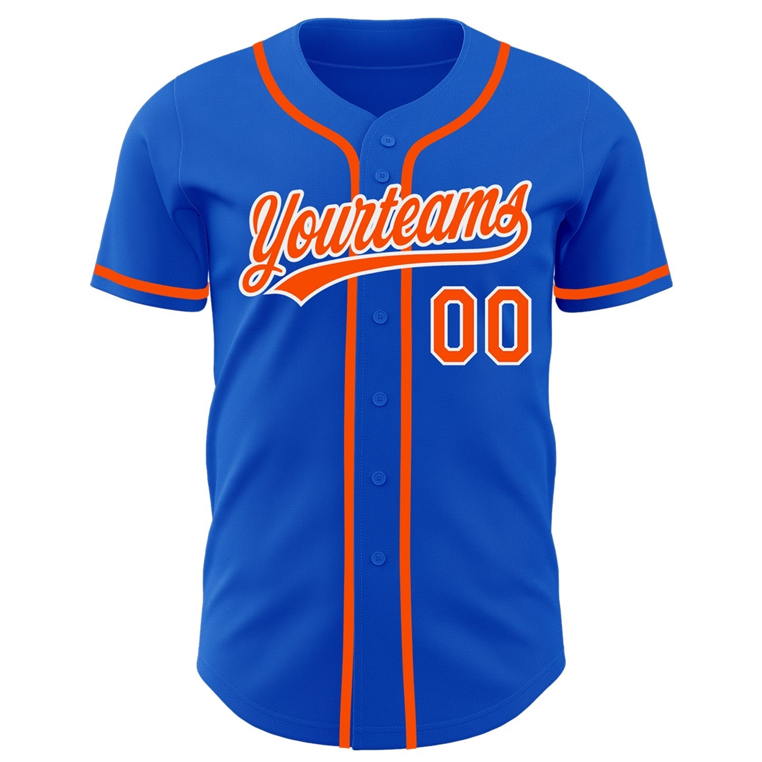 Custom Thunder Blue Orange-White Authentic Baseball Jersey baseball jersey product view 3