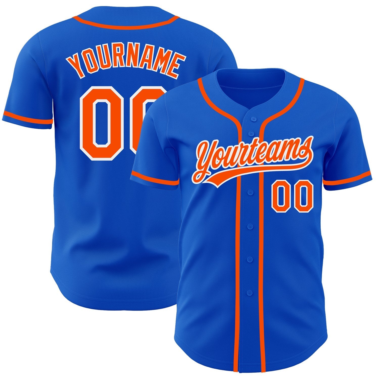 Custom Thunder Blue Orange-White Authentic Baseball Jersey baseball jersey product view 1