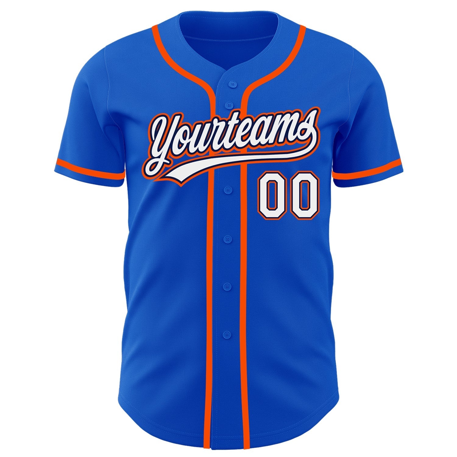 Custom Thunder Blue White Navy-Orange Authentic Baseball Jersey baseball jersey product view 2