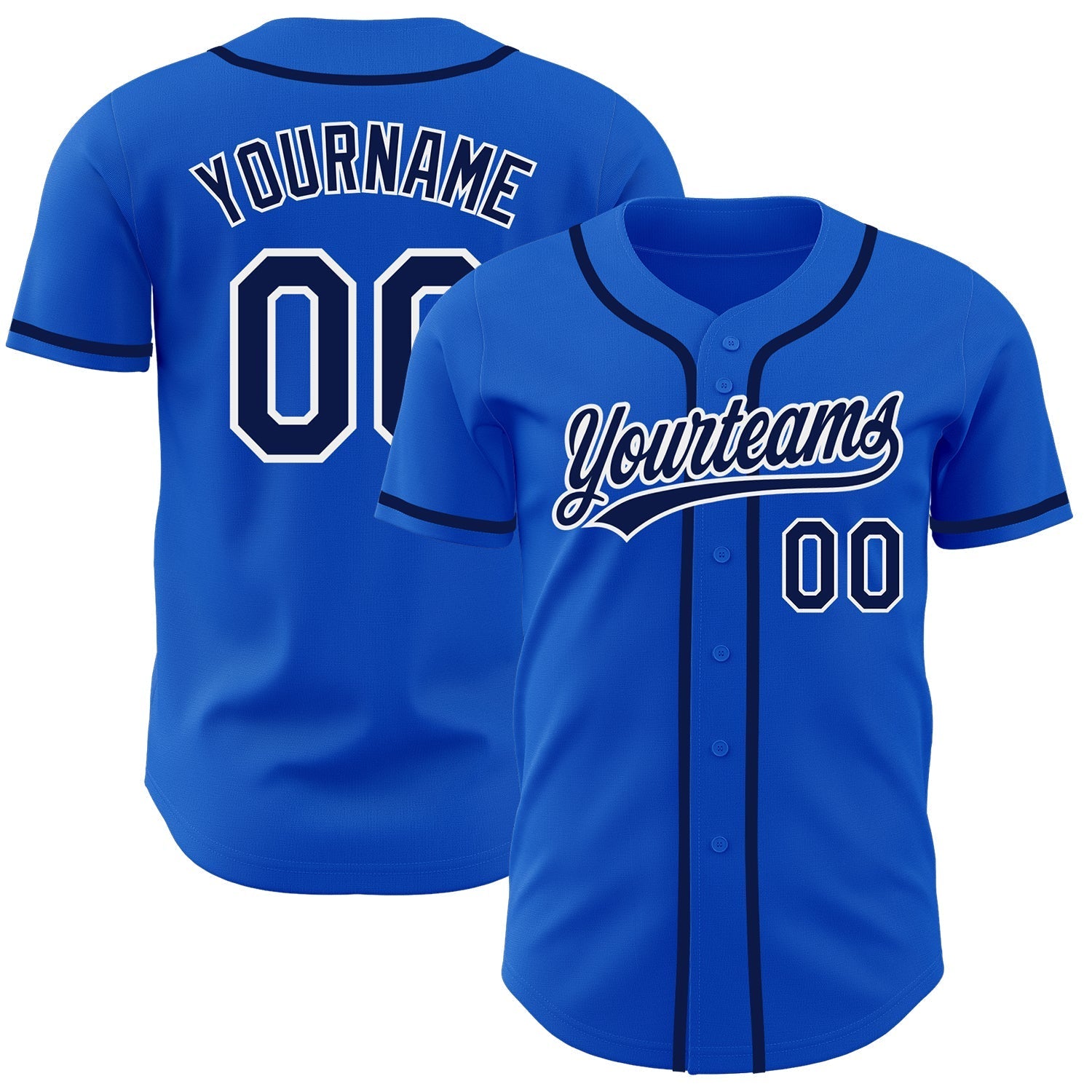 Custom Thunder Blue Navy-White Authentic Baseball Jersey baseball jersey product view 1