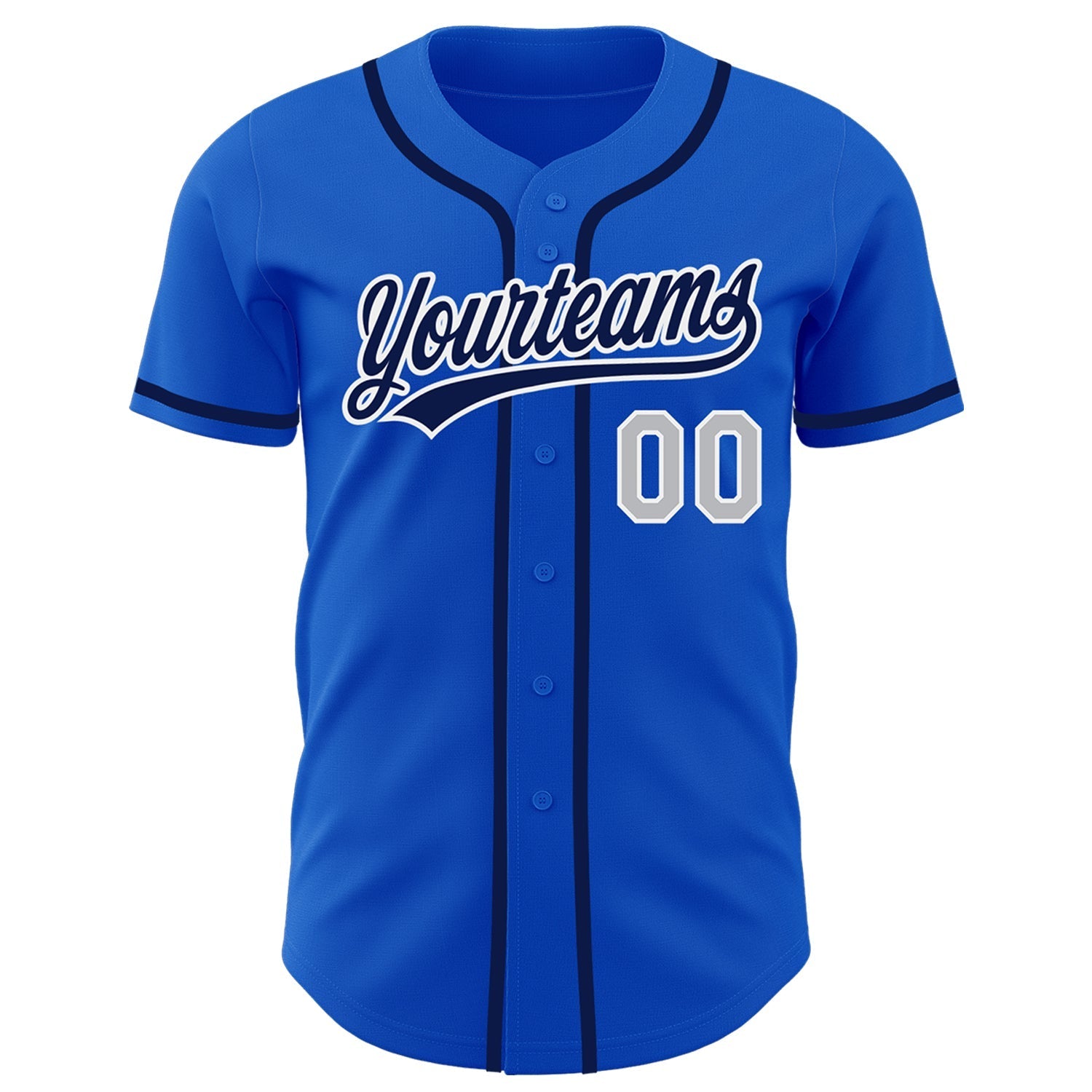 Custom Thunder Blue Gray-Navy Authentic Baseball Jersey baseball jersey product view 2