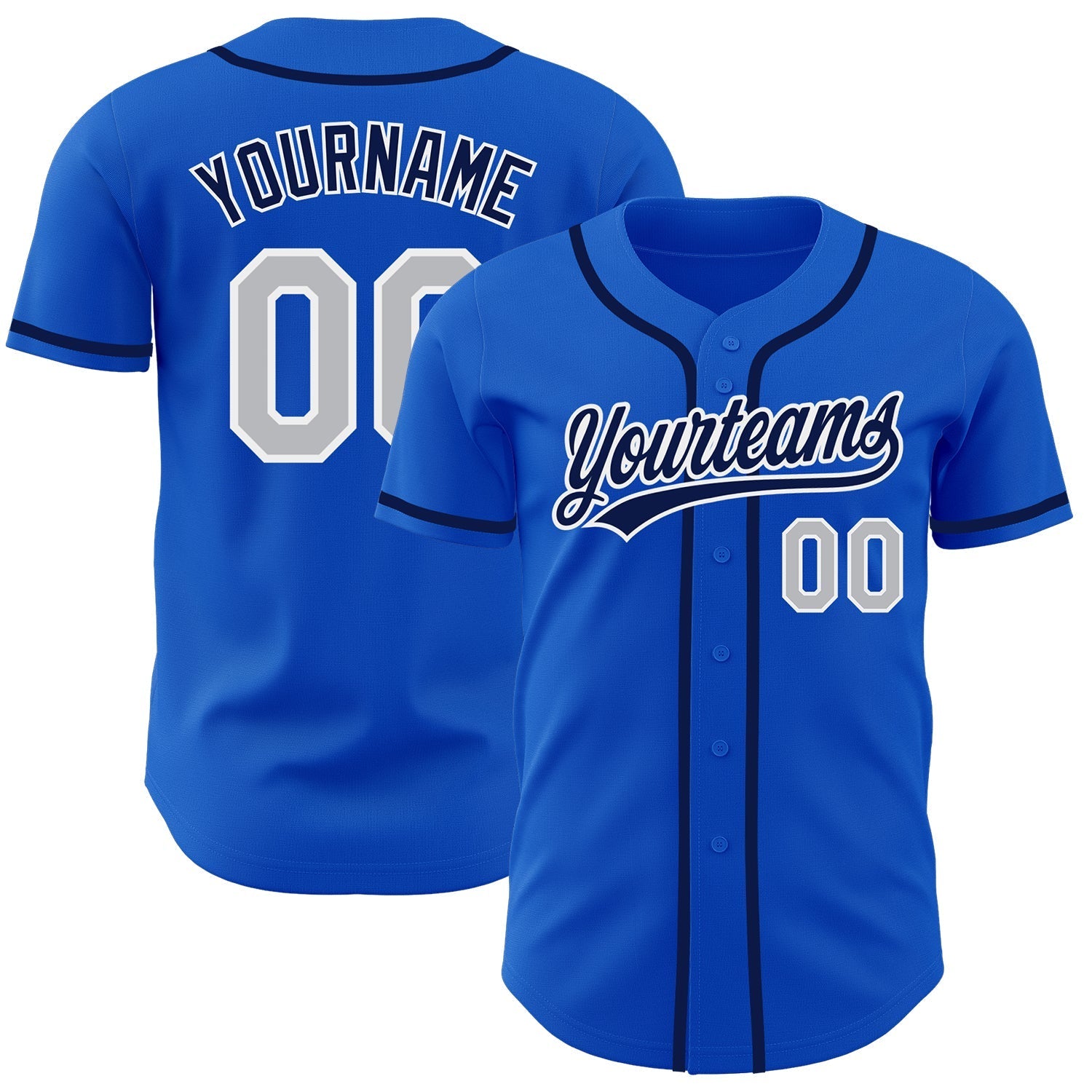 Custom Thunder Blue Gray-Navy Authentic Baseball Jersey baseball jersey product view 1