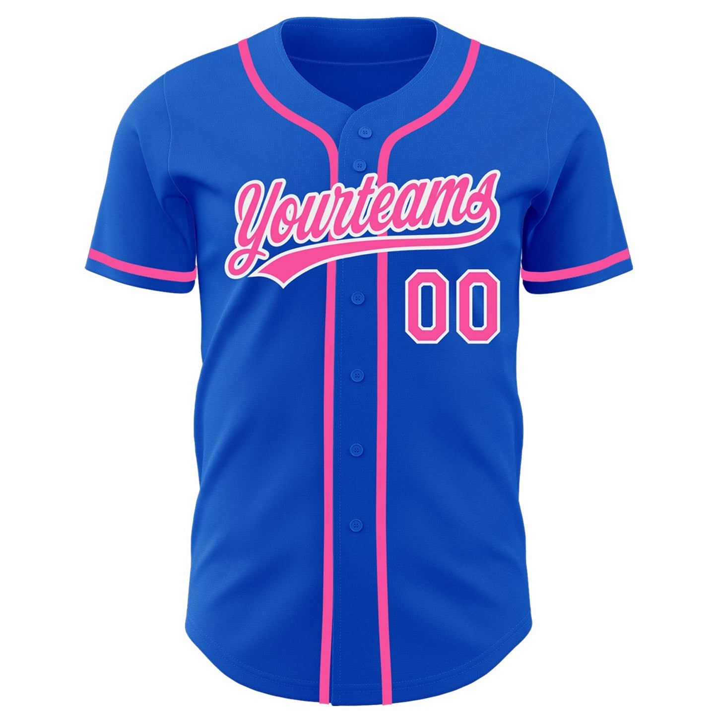 Custom Thunder Blue Pink-White Authentic Baseball Jersey baseball jersey product view 2