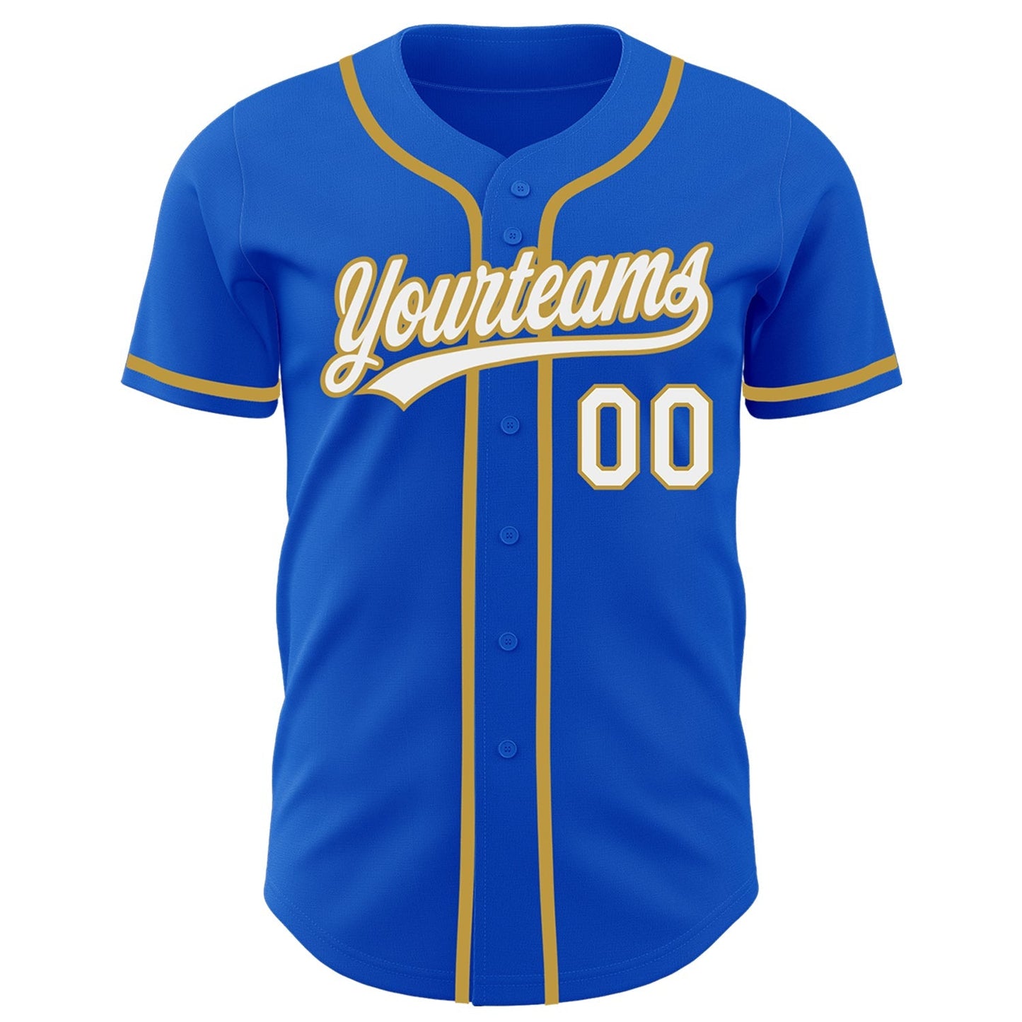 Custom Thunder Blue White-Old Gold Authentic Baseball Jersey baseball jersey product view 2