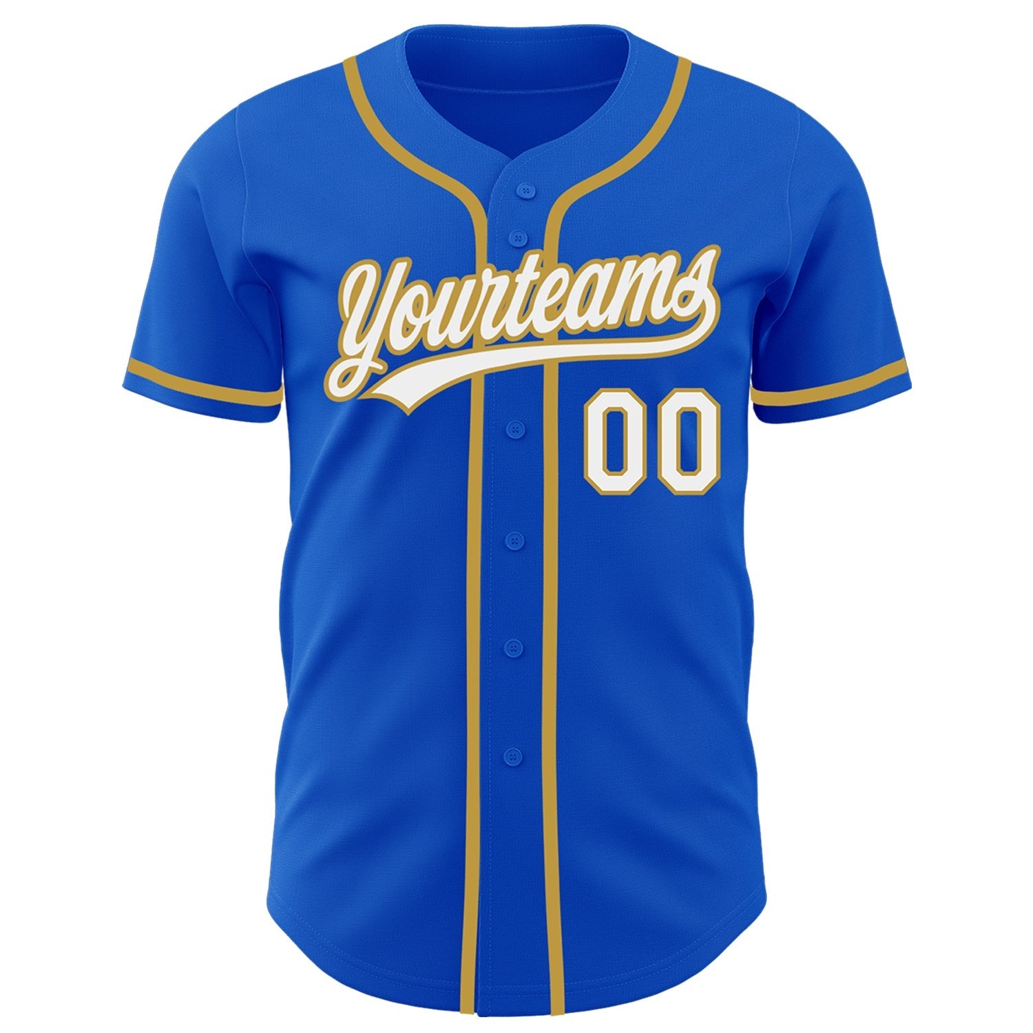 Custom Thunder Blue White-Old Gold Authentic Baseball Jersey baseball jersey product view 2