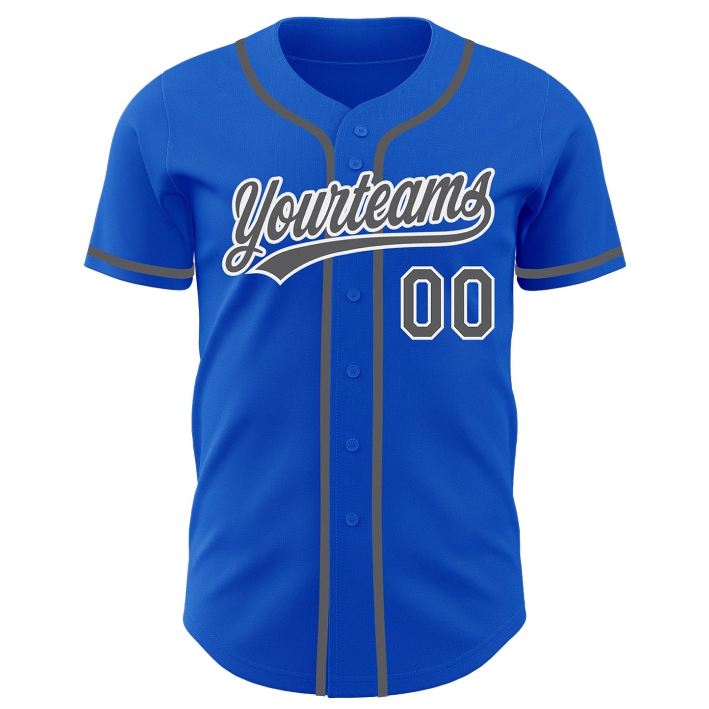 Custom Thunder Blue Steel Gray-White Authentic Baseball Jersey baseball jersey product view 2