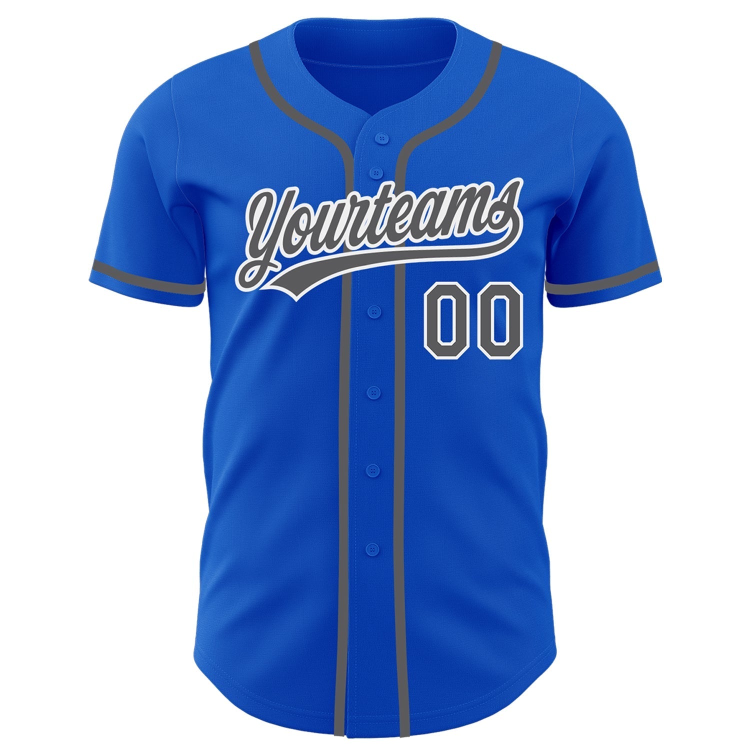 Custom Thunder Blue Steel Gray-White Authentic Baseball Jersey baseball jersey product view 2