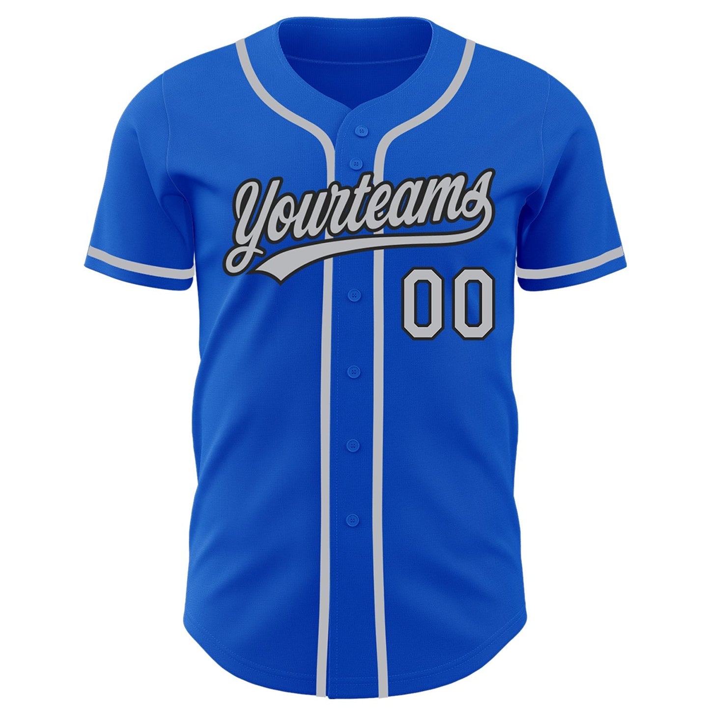 Custom Thunder Blue Gray-Black Authentic Baseball Jersey baseball jersey product view 2