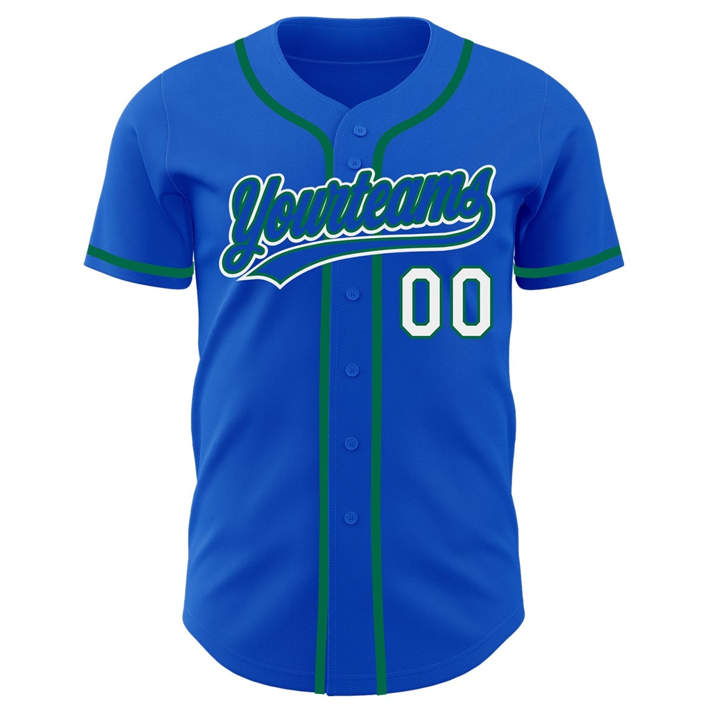 Custom Thunder Blue White-Kelly Green Authentic Baseball Jersey baseball jersey product view 2