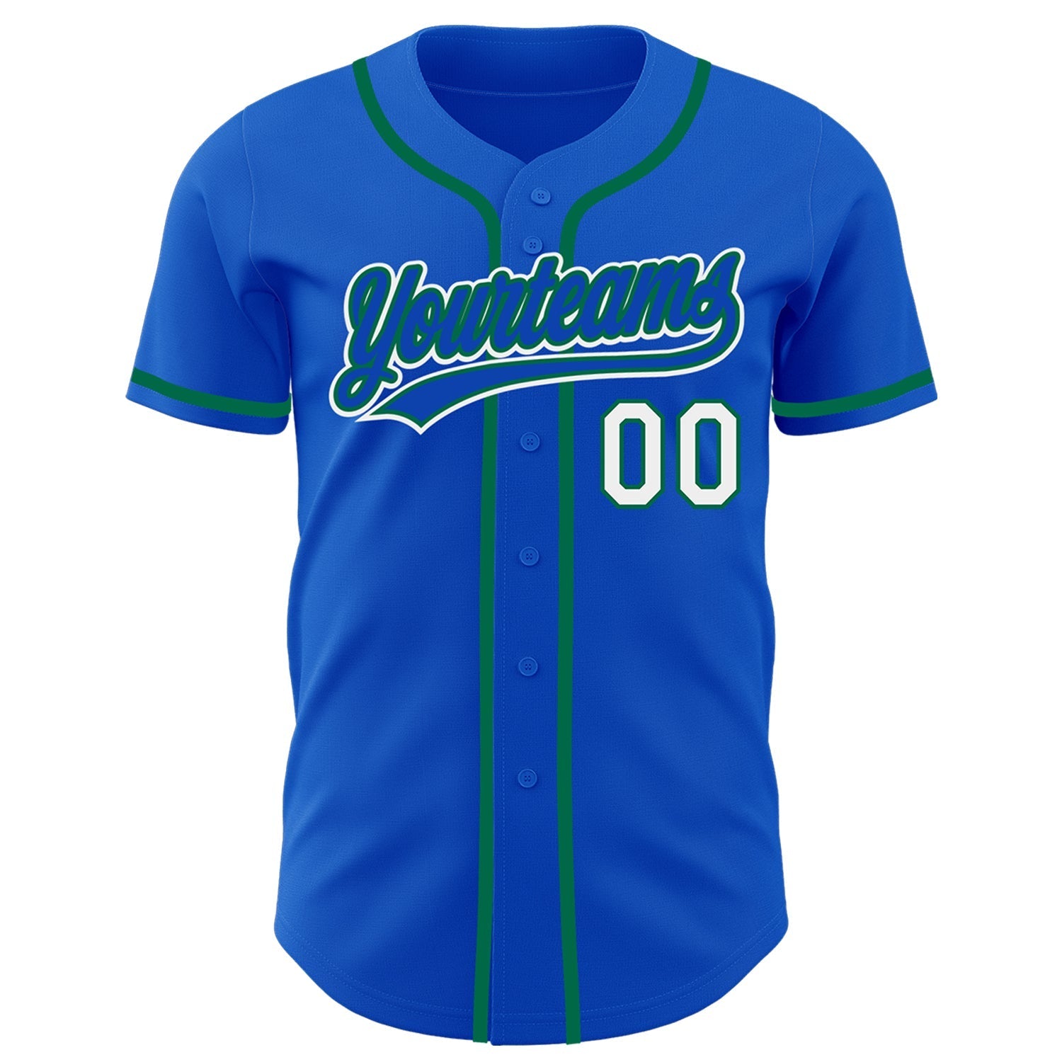 Custom Thunder Blue White-Kelly Green Authentic Baseball Jersey baseball jersey product view 2