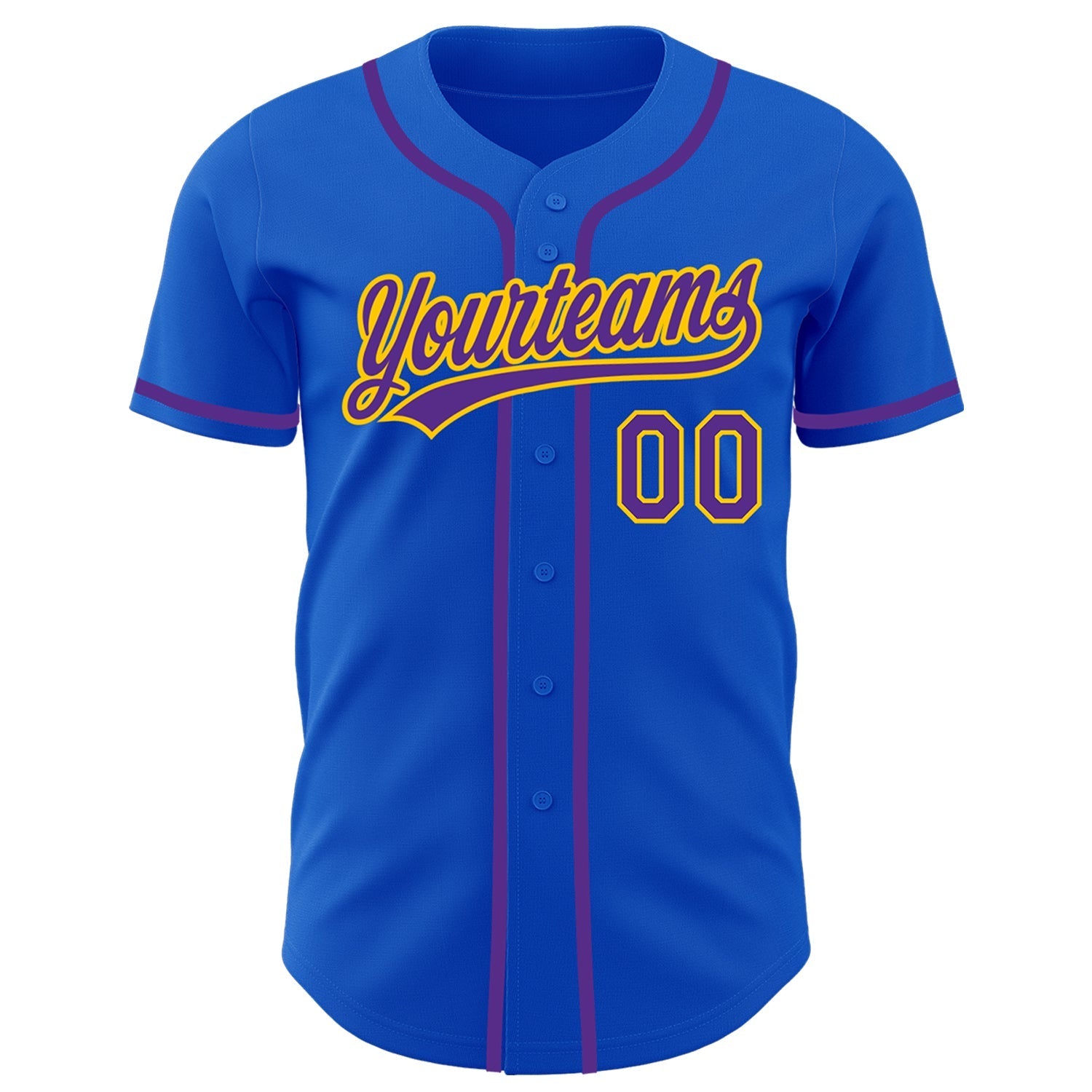 Custom Thunder Blue Purple-Yellow Authentic Baseball Jersey baseball jersey product view 2