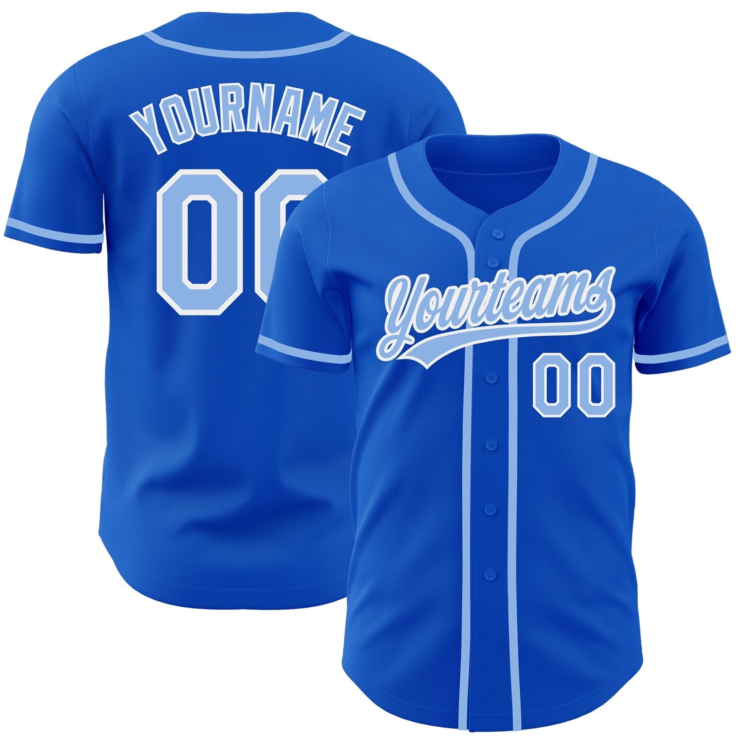 Custom Thunder Blue Light Blue-White Authentic Baseball Jersey baseball jersey product view 1
