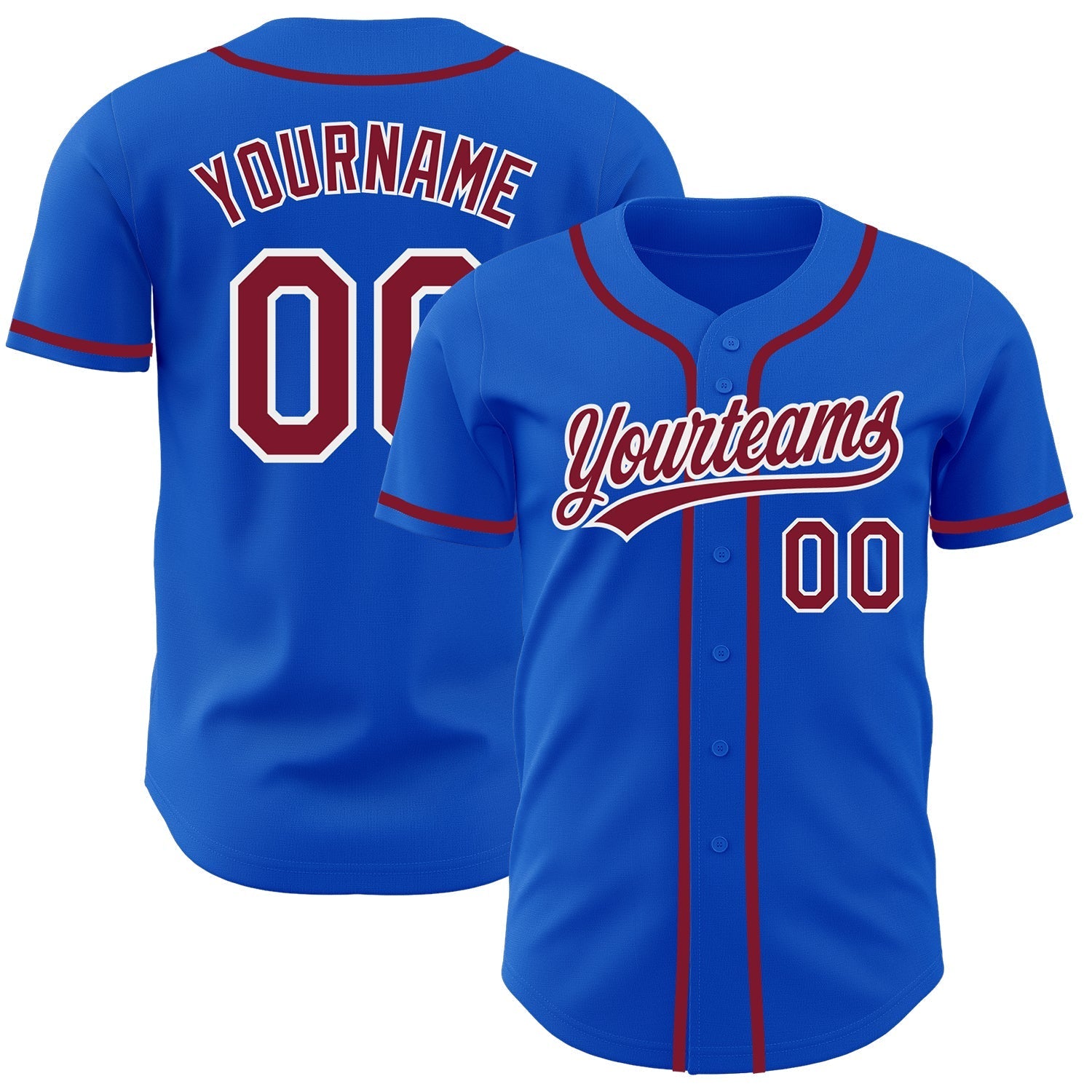 Custom Thunder Blue Crimson-White Authentic Baseball Jersey baseball jersey product view 1