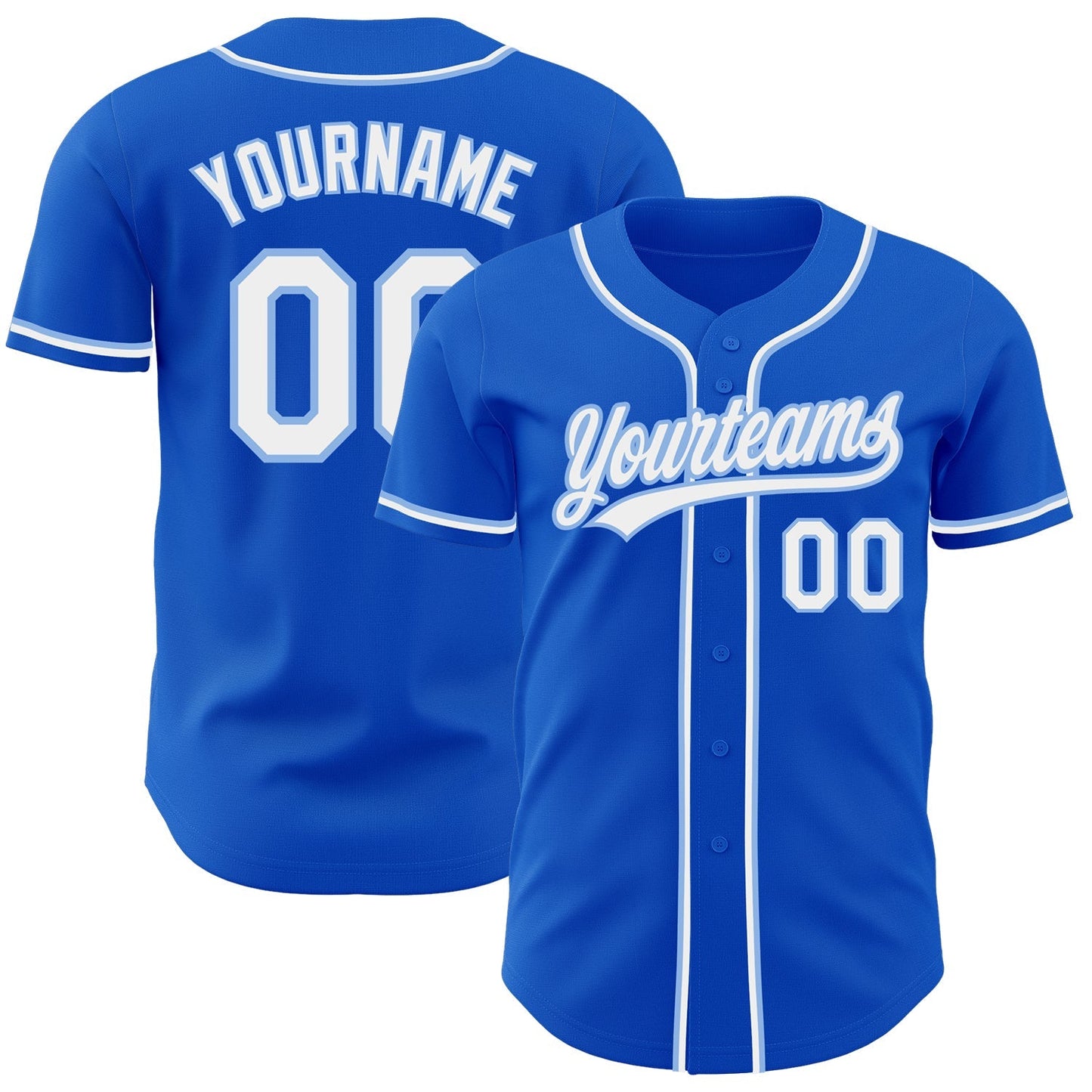 Custom Thunder Blue White-Light Blue Authentic Baseball Jersey baseball jersey product view 1
