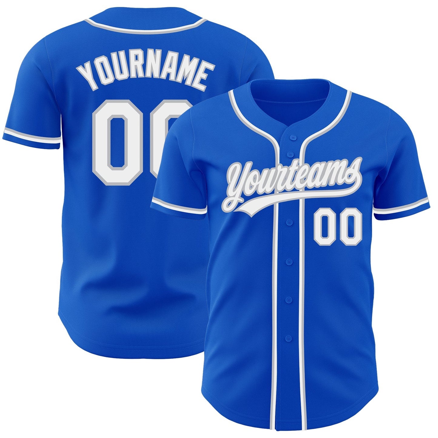 Custom Thunder Blue White-Gray Authentic Baseball Jersey baseball jersey product view 1