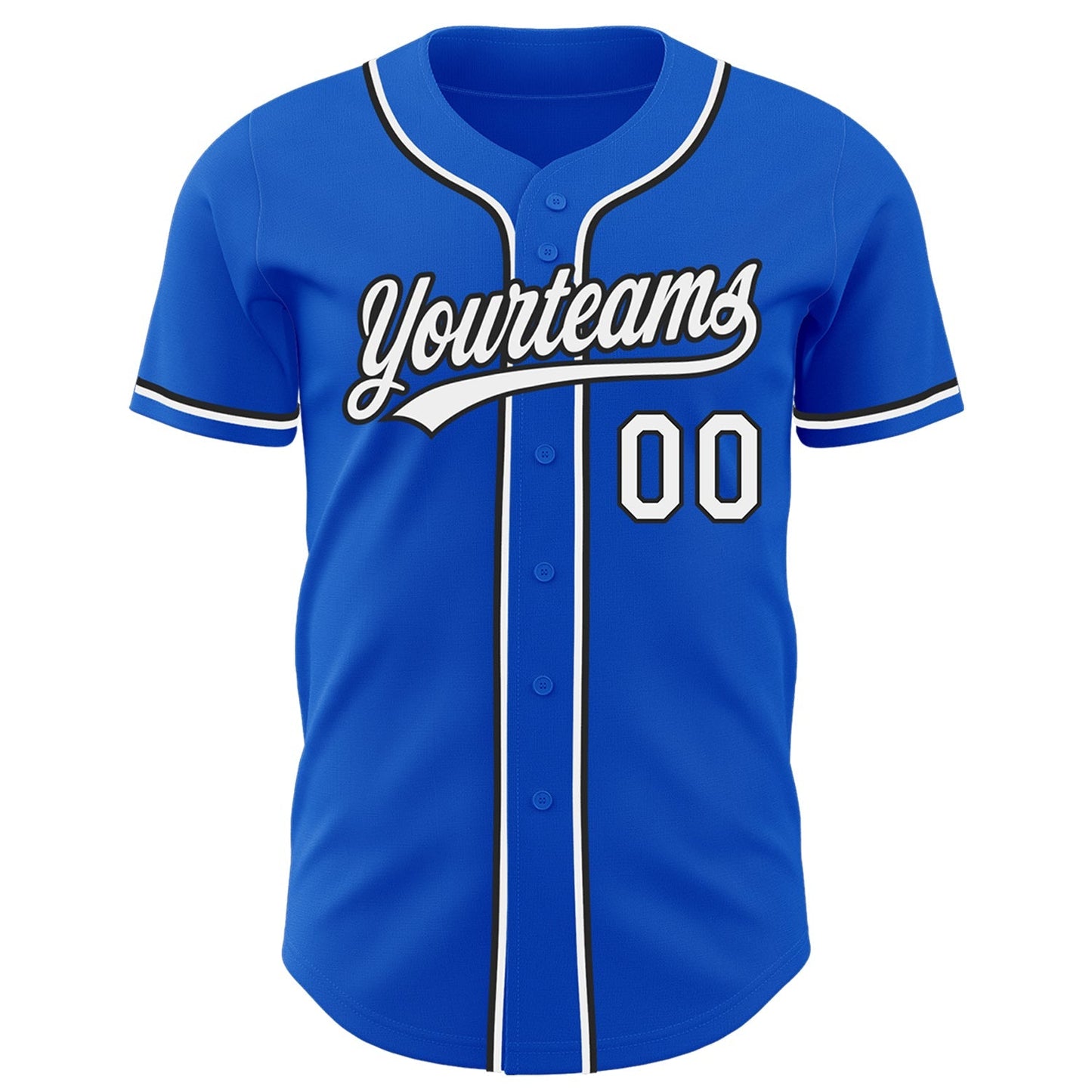 Custom Thunder Blue White-Black Authentic Baseball Jersey baseball jersey product view 2