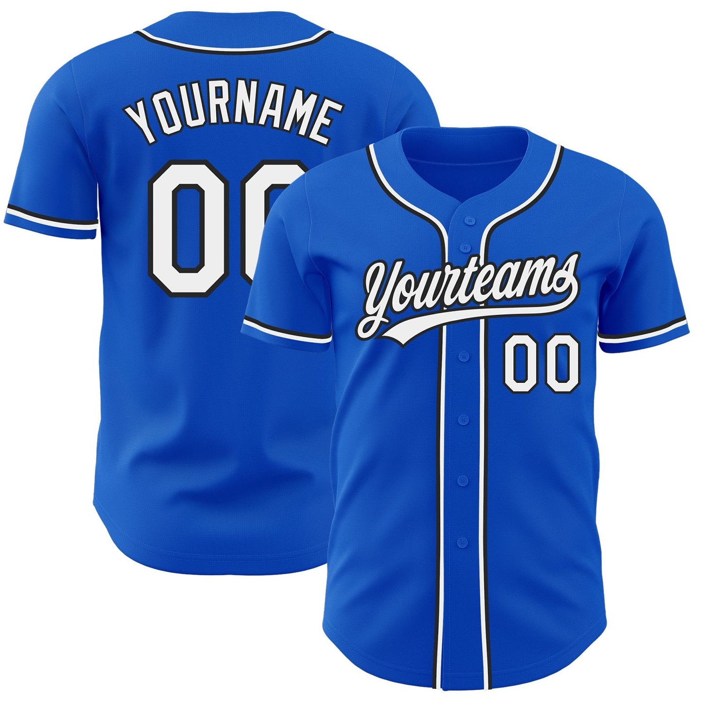 Custom Thunder Blue White-Black Authentic Baseball Jersey baseball jersey product view 1