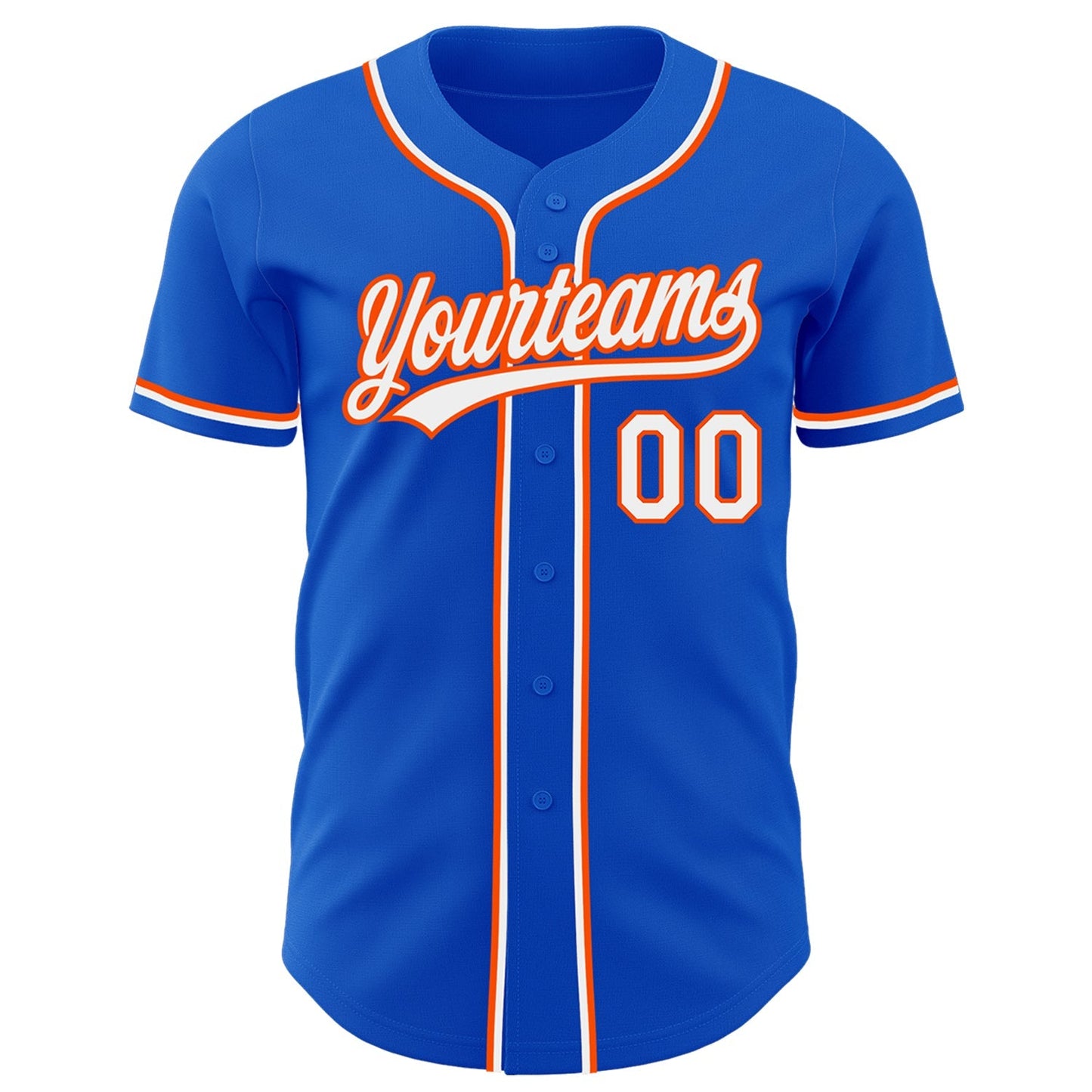 Custom Thunder Blue White-Orange Authentic Baseball Jersey baseball jersey product view 2
