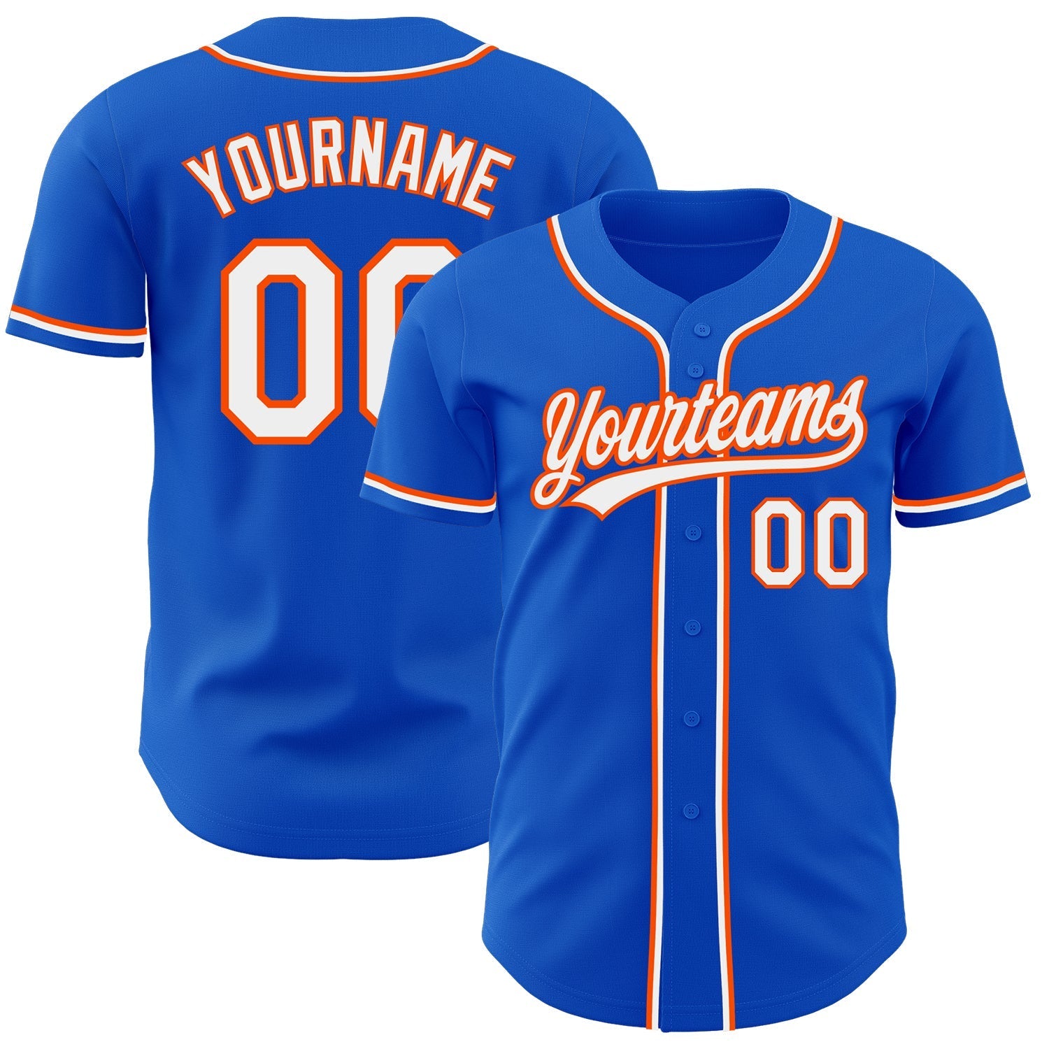 Custom Thunder Blue White-Orange Authentic Baseball Jersey baseball jersey product view 1