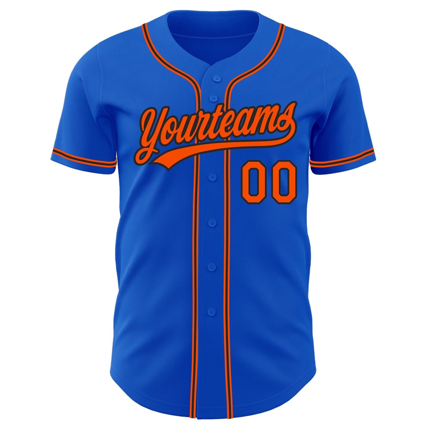 Custom Thunder Blue Orange-Black Authentic Baseball Jersey baseball jersey product view 2