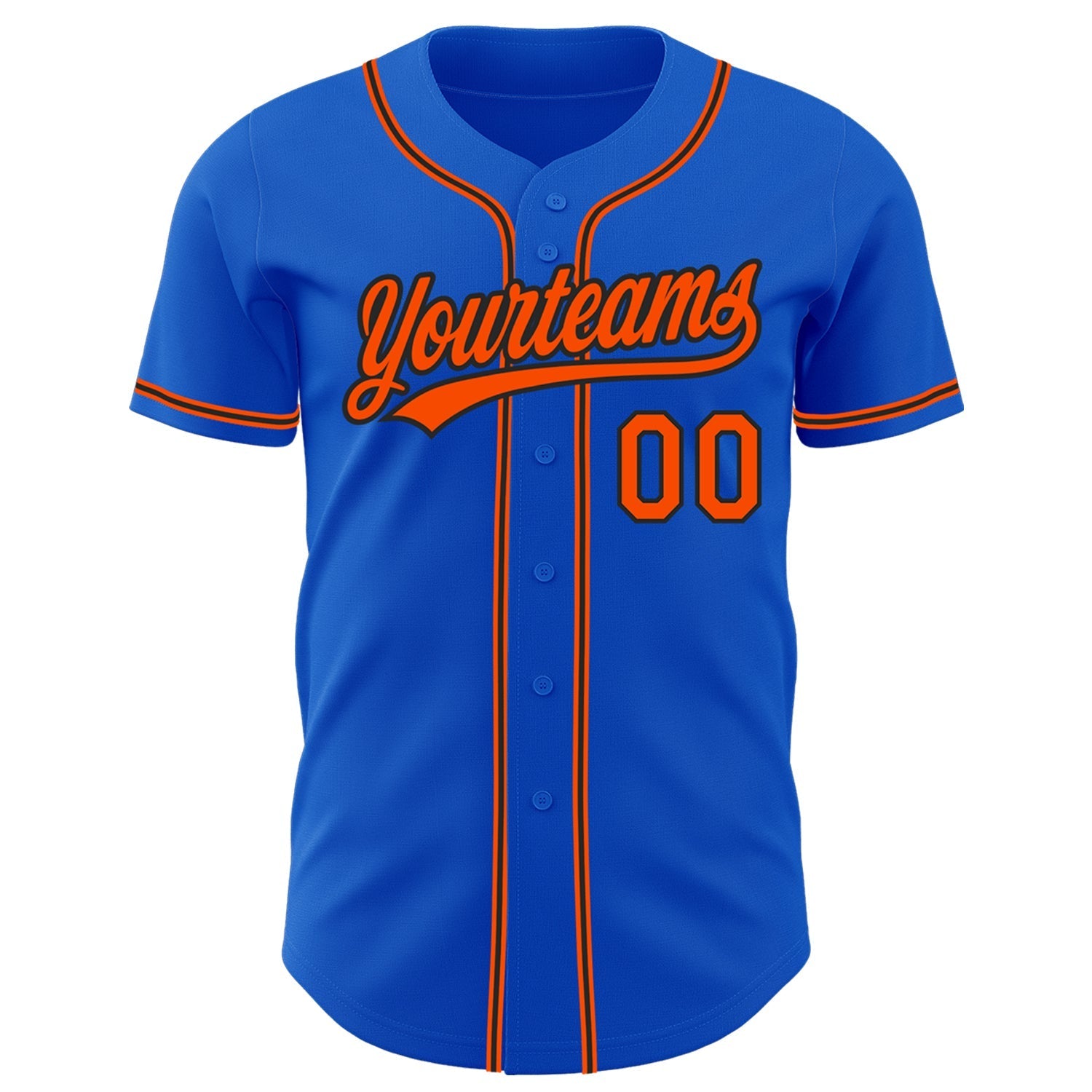 Custom Thunder Blue Orange-Black Authentic Baseball Jersey baseball jersey product view 2