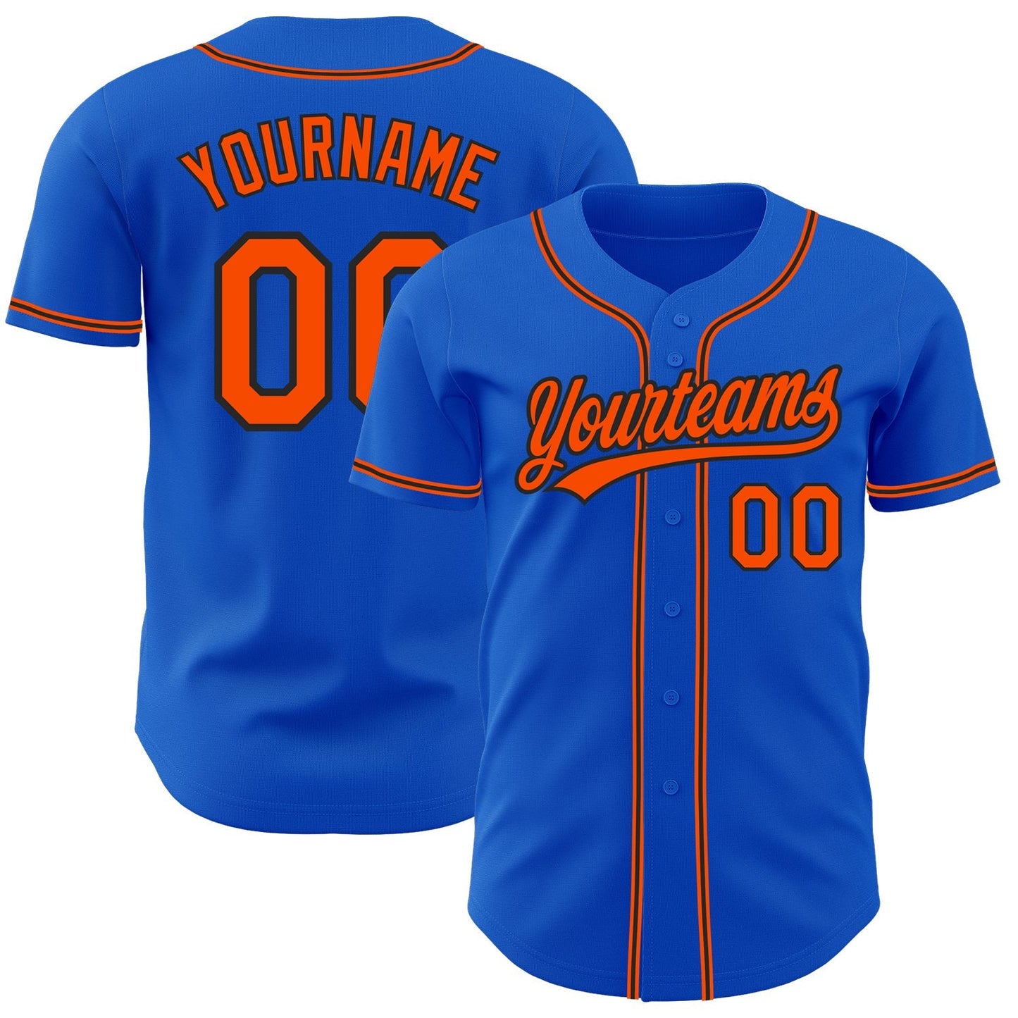 Custom Thunder Blue Orange-Black Authentic Baseball Jersey baseball jersey product view 1