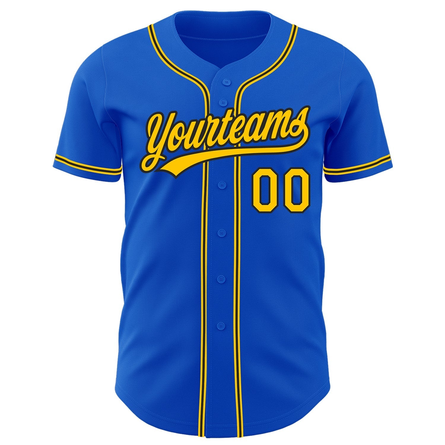 Custom Thunder Blue Yellow-Black Authentic Baseball Jersey baseball jersey product view 2