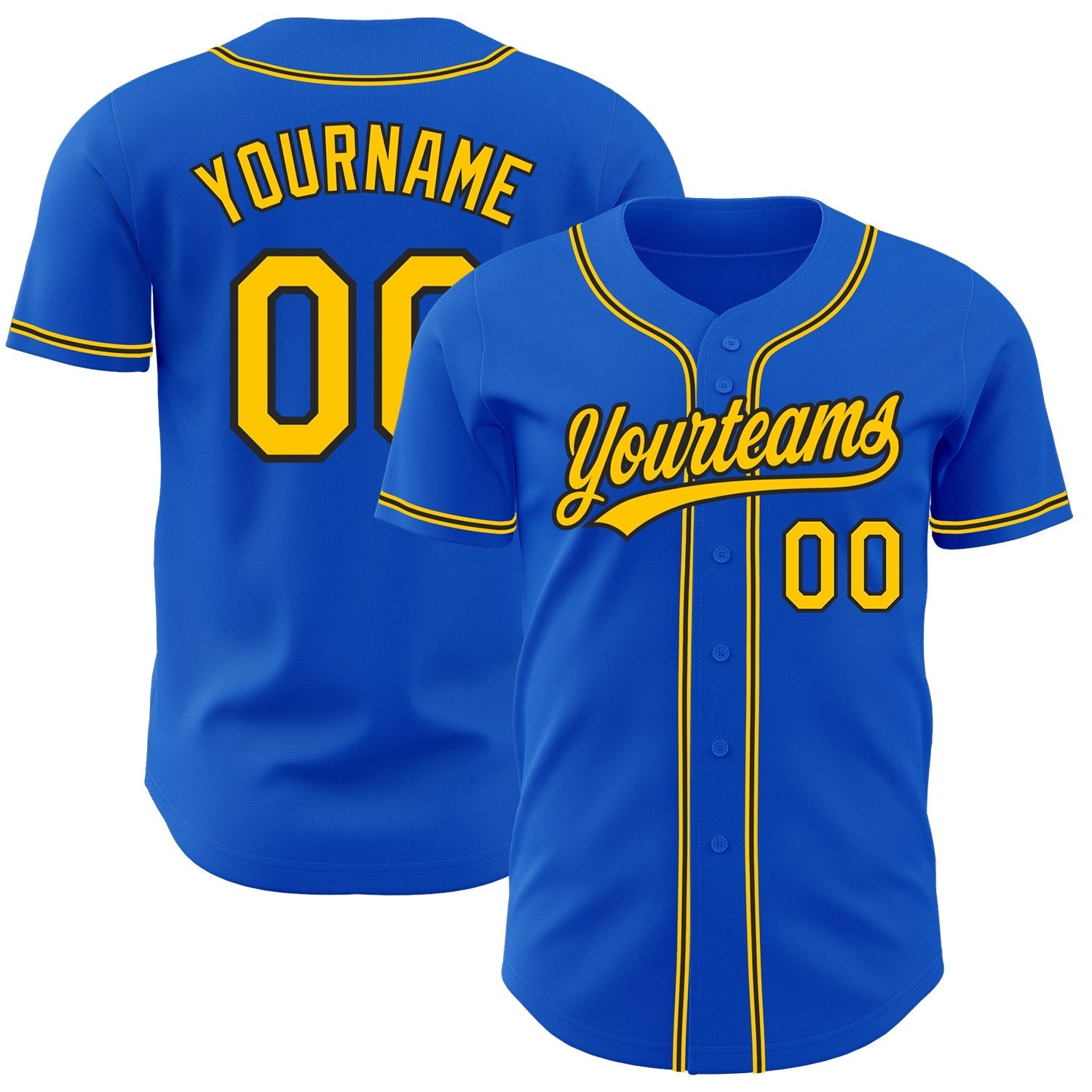 Custom Thunder Blue Yellow-Black Authentic Baseball Jersey baseball jersey product view 1