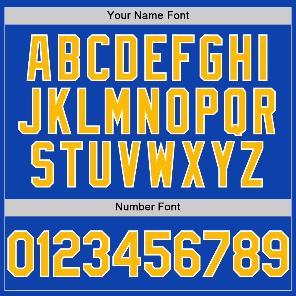 Custom Thunder Blue Gold-White Authentic Baseball Jersey baseball jersey product view 5
