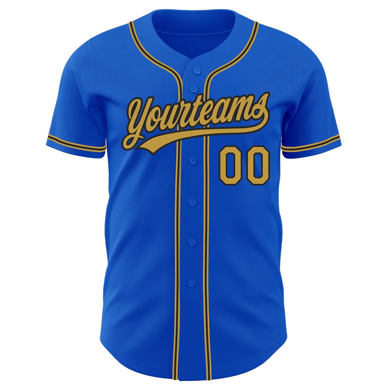 Custom Thunder Blue Old Gold-Black Authentic Baseball Jersey baseball jersey product view 2